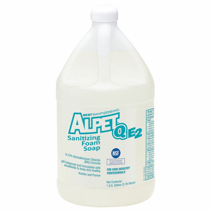 Alpet Q E2 Antibacterial Foam Soap Refill - 1 Gallon Bulk Pack (4 Pack) | Hospital-Grade Hand Sanitizer for Healthcare, Food Service & Public Restrooms
