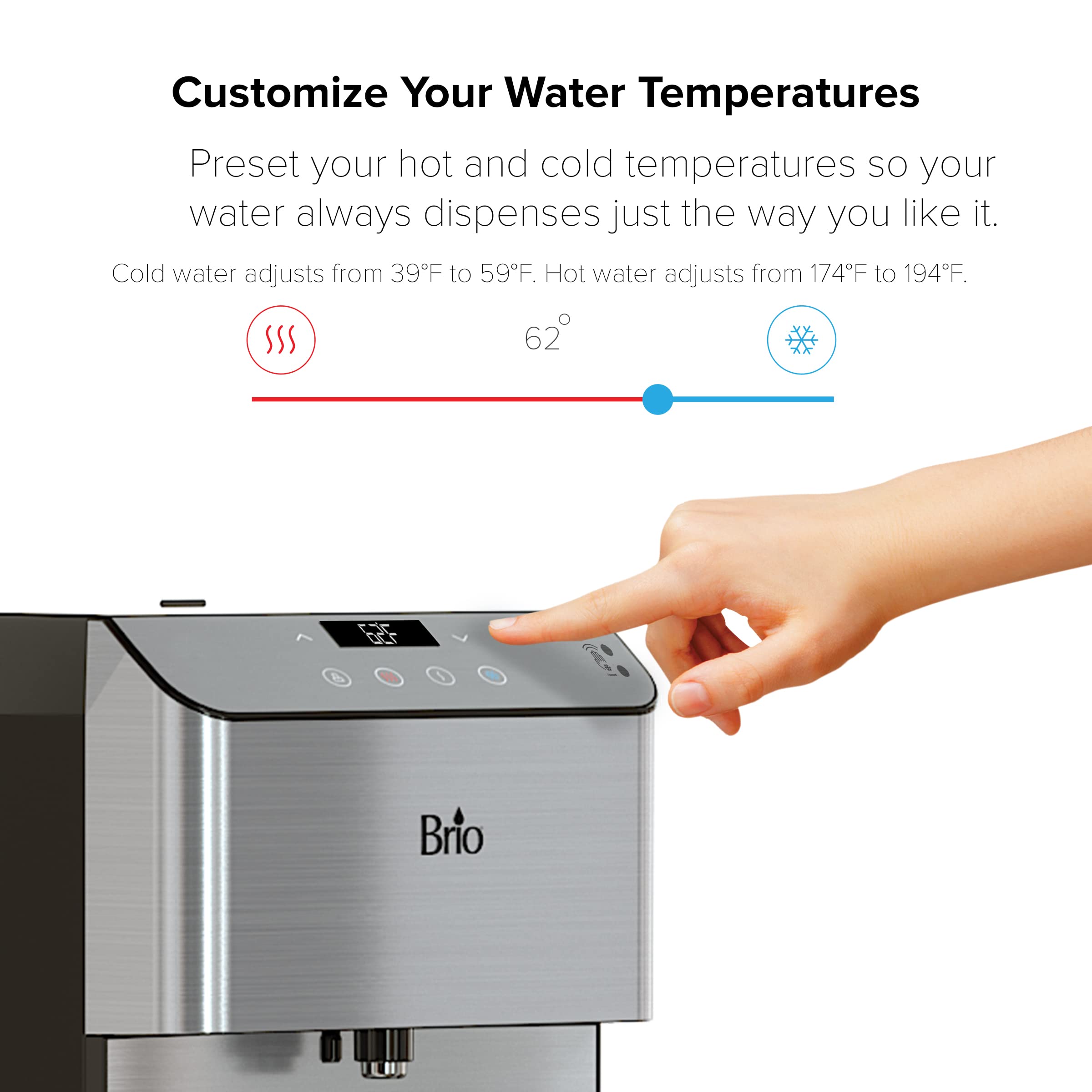 Brio 700 Series Moderna 3-Stage Touchless Countertop Bottleless Water Cooler Dispenser - Hot, Cold & Room Temperature - Perfect for Home, Office & Kitchen Use