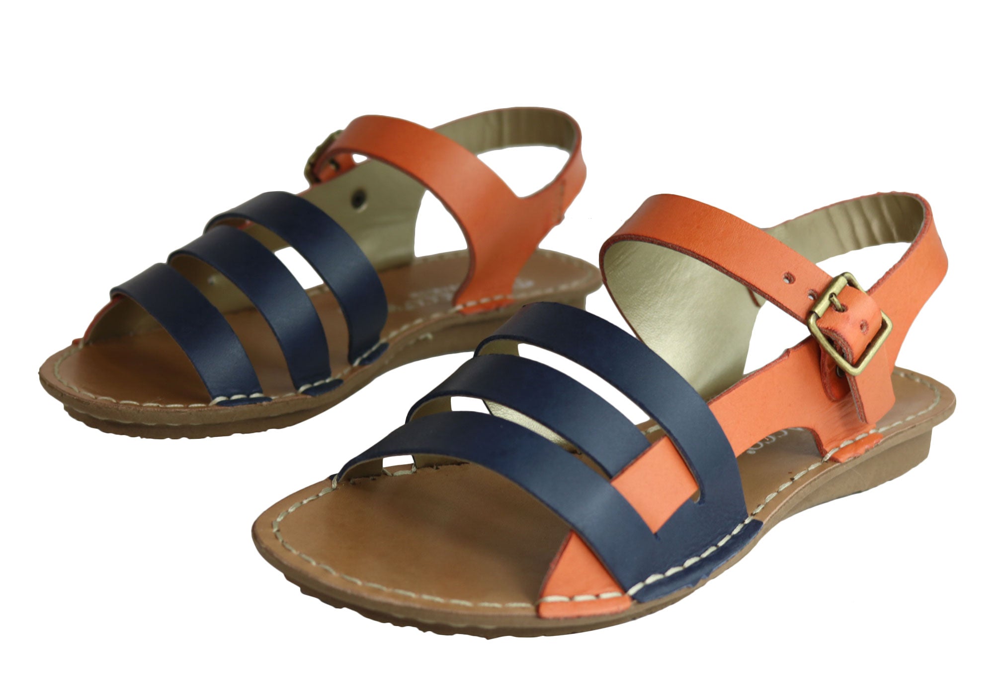 Andacco Aprili Women's Comfortable Flat Leather Sandals - Handmade in Brazil - Perfect for Beach, Vacation & Summer Outfits