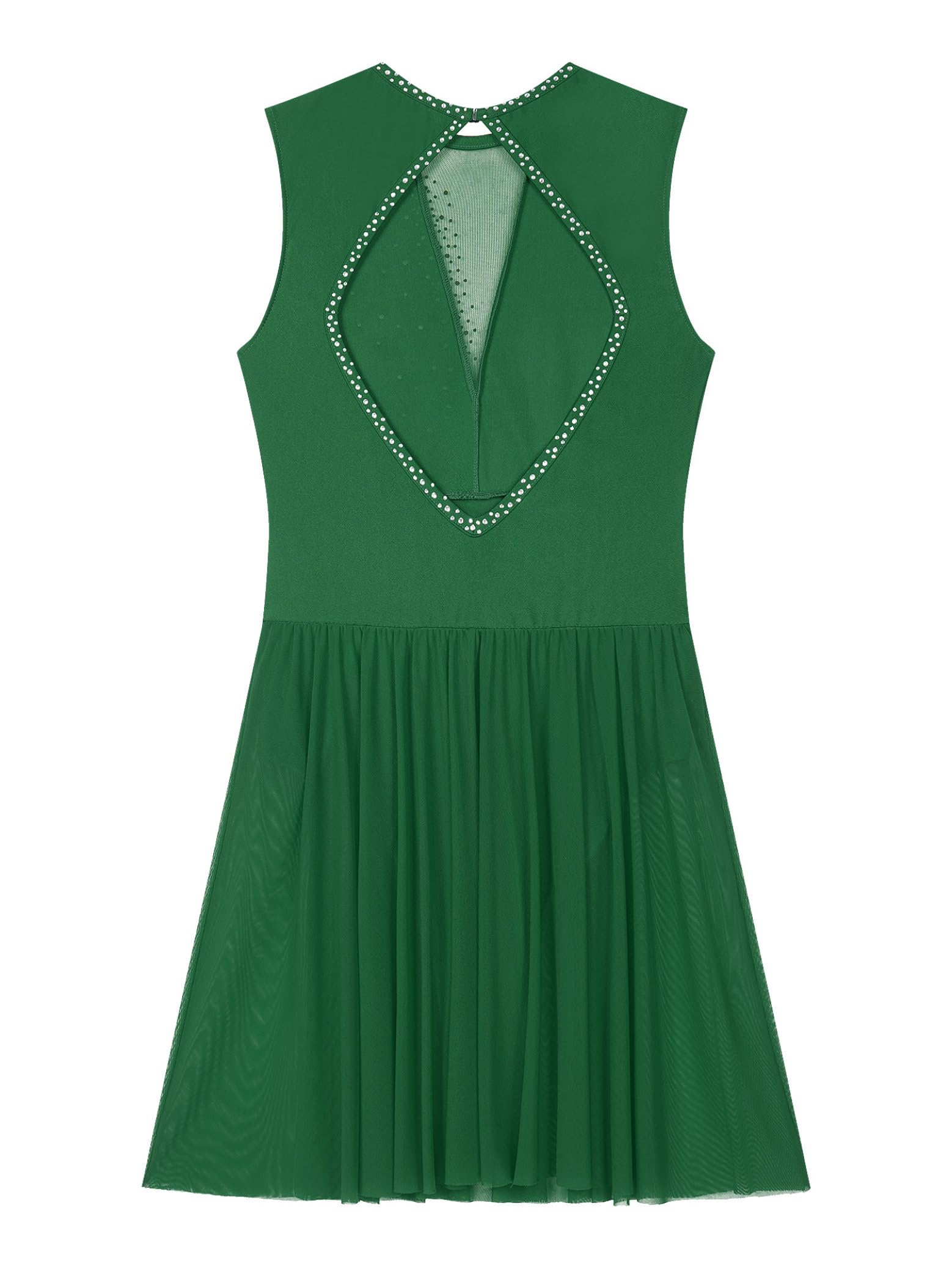 Elegant Lyrical Dance Dress for Women - Sparkling Rhinestone Figure Skating Dress, Sleeveless Ballet Dancewear - Perfect for Performances, Competitions & Recitals