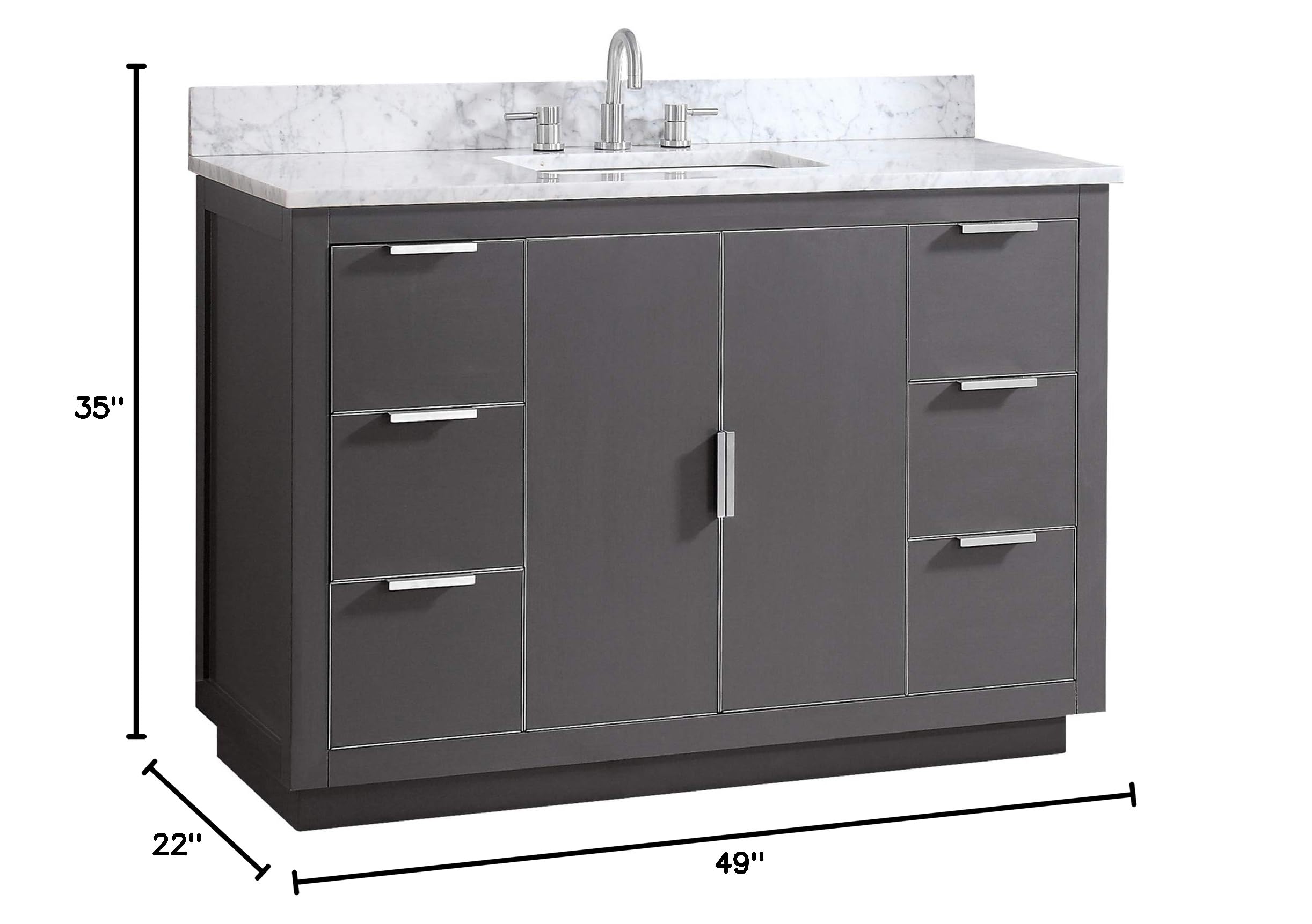 49 Inch Modern Bathroom Vanity with Sink in Twilight Gray Finish - Perfect for Small Bathrooms, Powder Rooms & Home Renovations