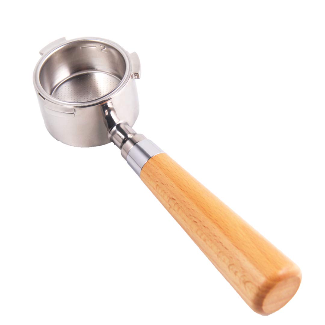 51mm Bottomless Portafilter for Espresso Machine - Wooden Handle & Stainless Steel Basket - Perfect for Home Baristas & Coffee Shops