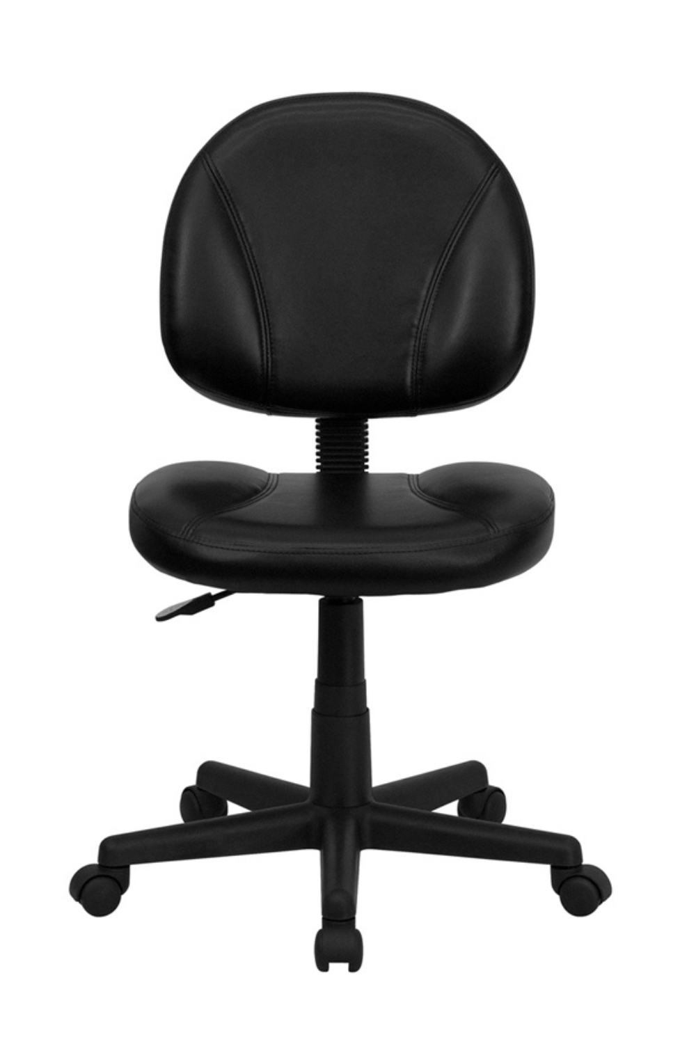 FLASH Ronald Mid Back Black LeatherSoft Swivel Ergonomic Office Chair with Adjustable Back Depth - Perfect for Home Office, Gaming & Workspace Comfort
