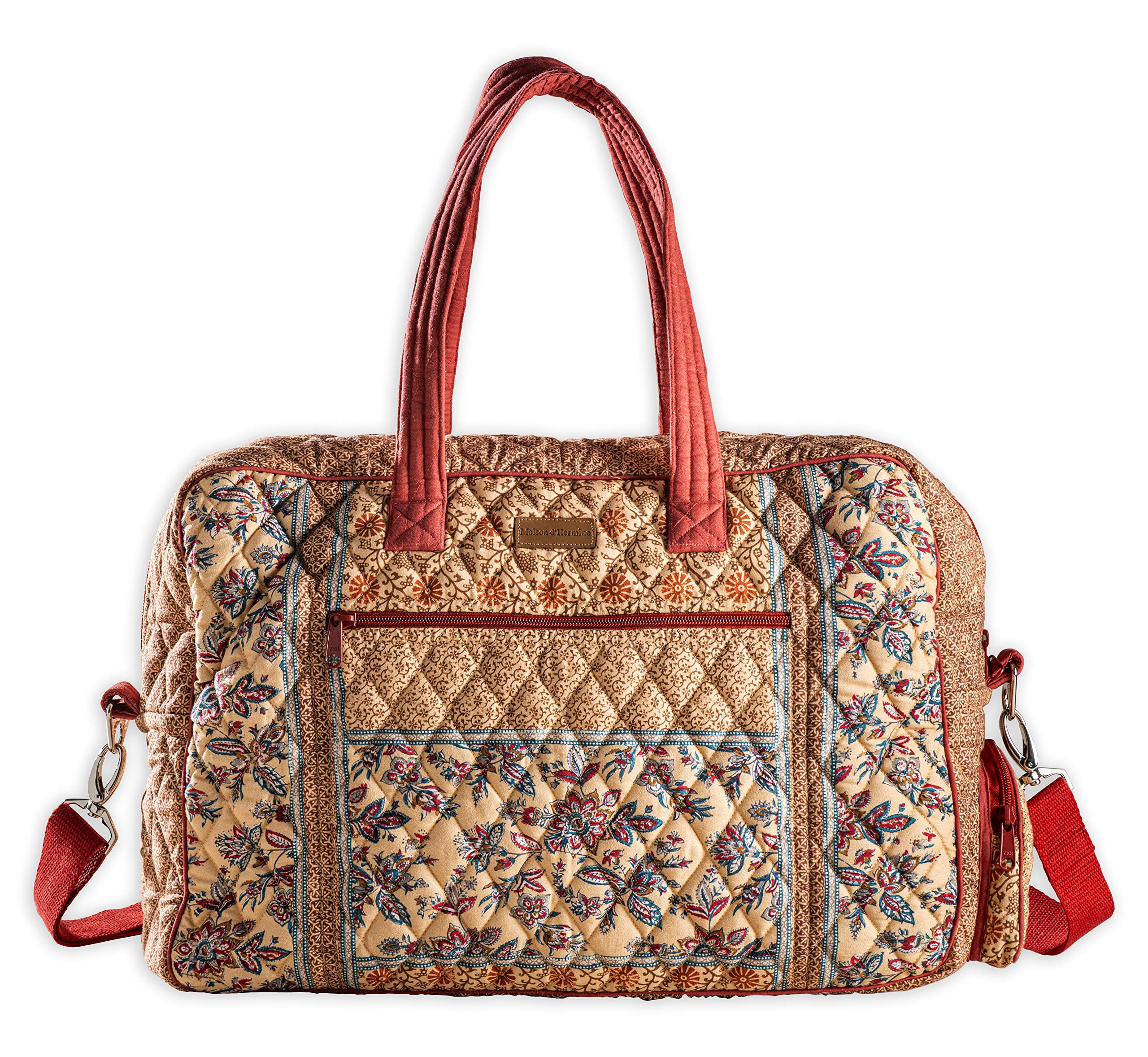 Hermine Weekend Bag - Cotton Quilted Duffel Overnight Luggage for Travel, Gym & Business | Perfect Gift for Men & Women | Ideal for Family Trips, Business Travel & Weekend Getaways