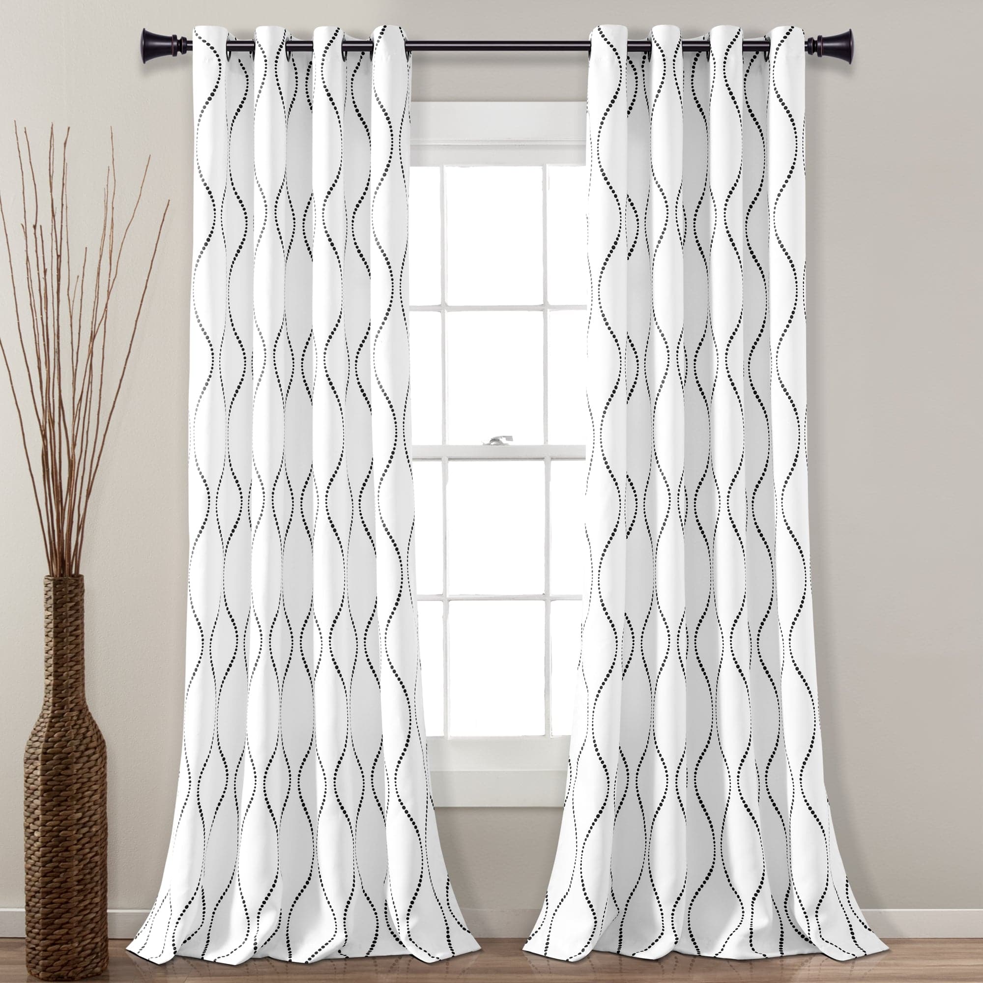 Swirl Light Filtering Window Curtains - Blackout Sheer Drapes for Living Room & Bedroom - Soft Sunlight Diffusion & Privacy Protection