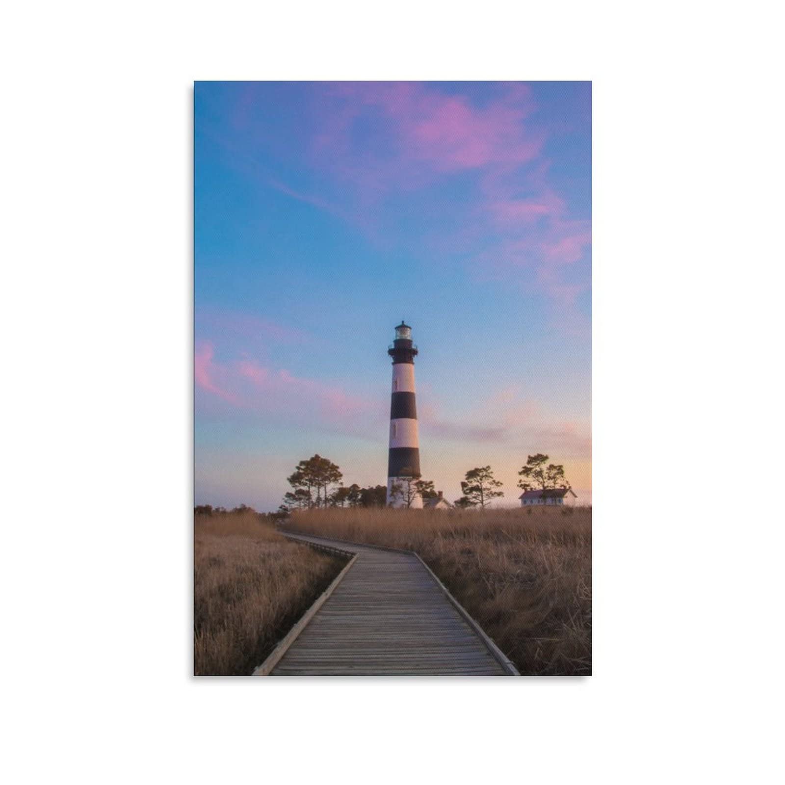 Outer Banks Island Lighthouse Canvas Wall Art - 12x18 Inch (30x45cm) Coastal Decor for Living Room, Bedroom & Office - Perfect Gift for Beach & Nature Lovers - Lighthouse Painting for Coastal Themed Home Decor