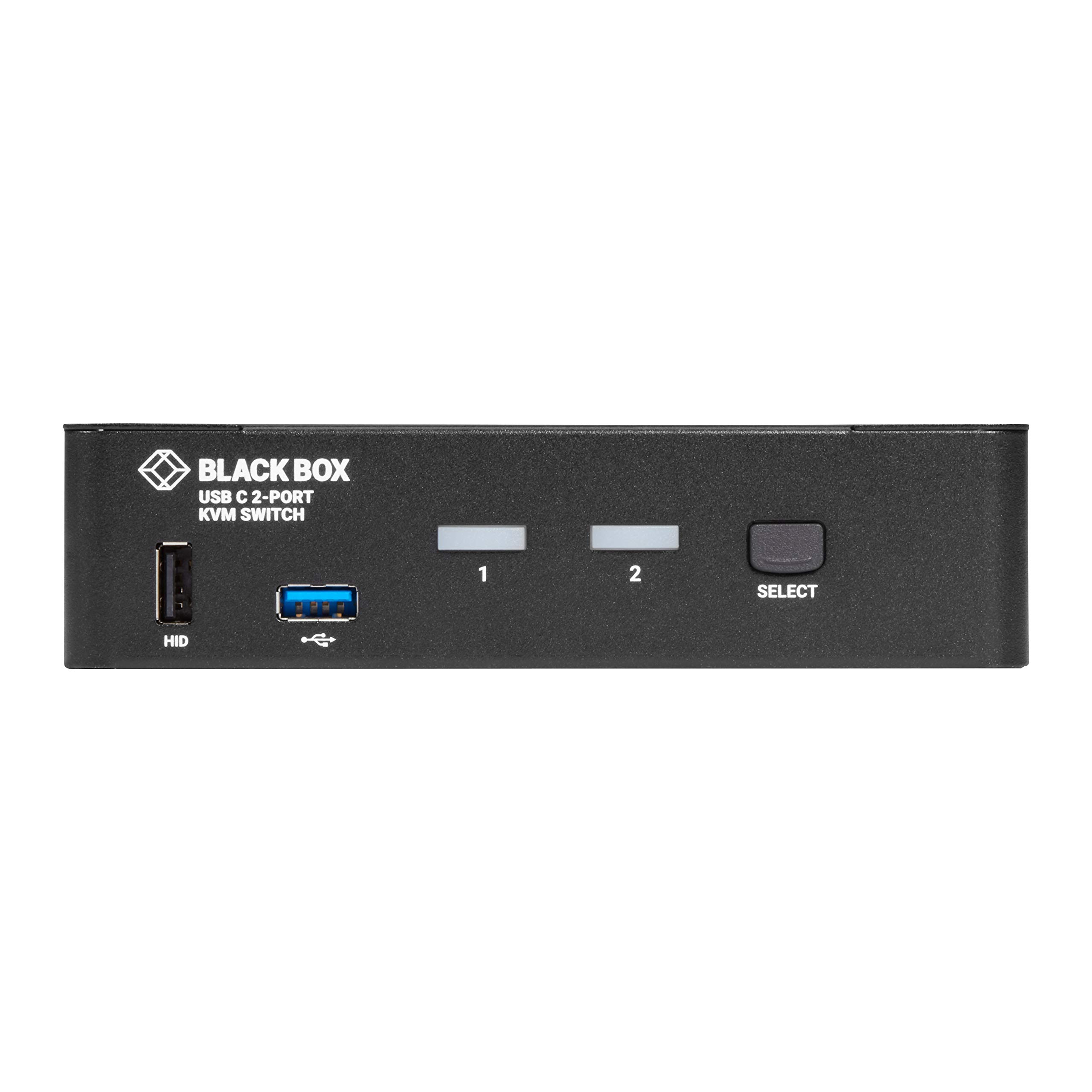 2-Port Black Box USB-C 4K KVM Switch for Dual Monitor Setup | Home Office & Gaming PC Workstation