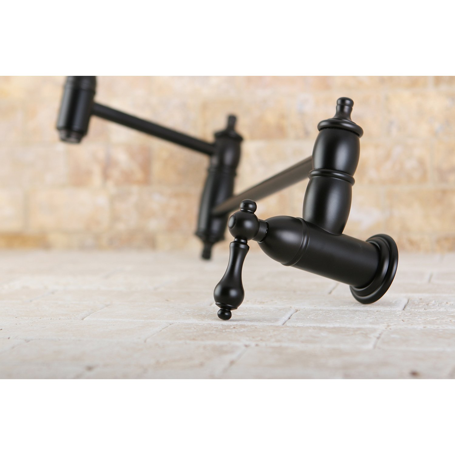 Kingston Brass KS3105AL 8-1/8-Inch Oil Rubbed Bronze Pot Filler Faucet - Wall Mounted Kitchen Sink Faucet for Cooking, Filling Pots & Watering Plants