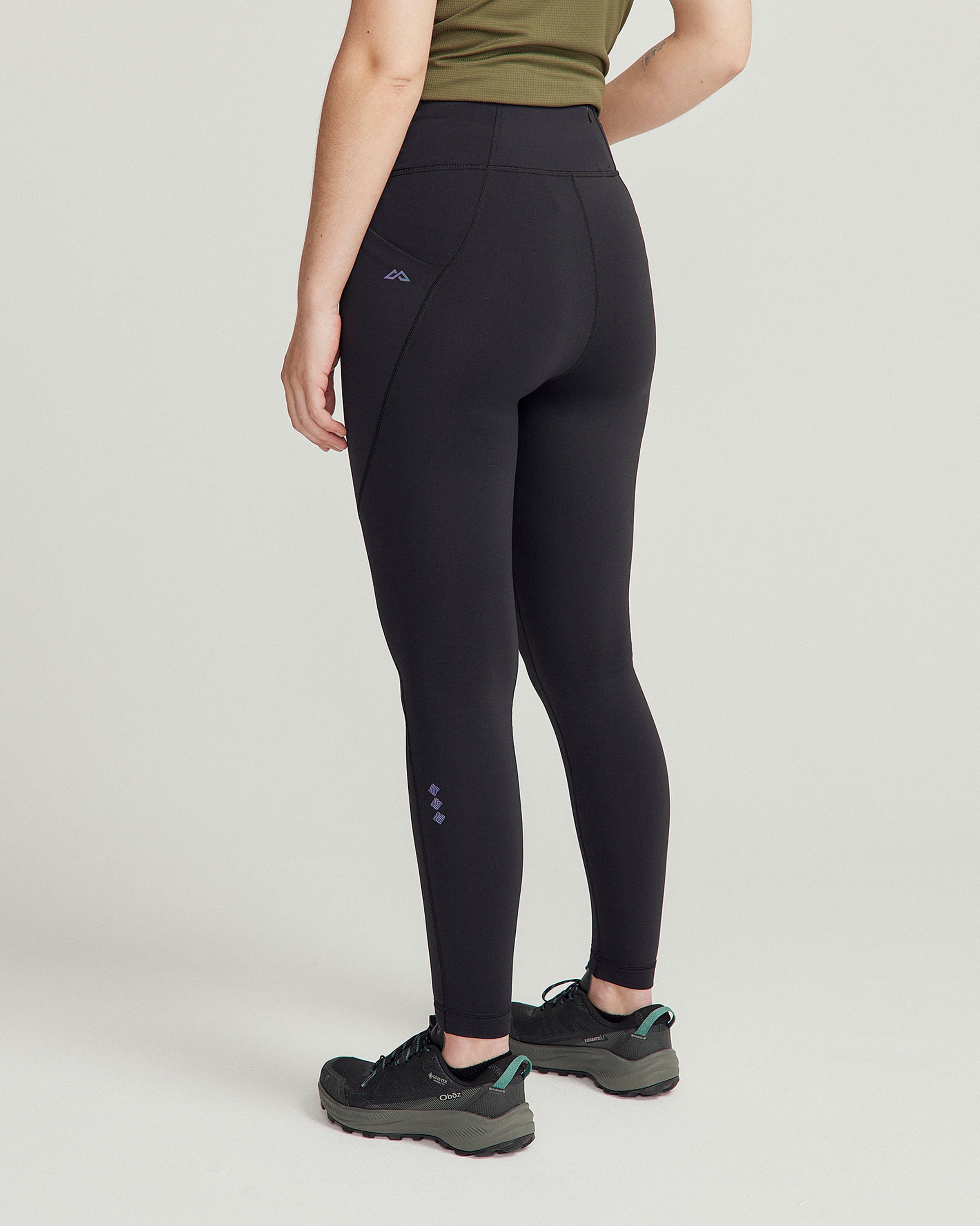 Women's Seeker Winter Leggings - Thermal Fleece Lined, High Waisted, Black Stingray Pattern for Yoga, Running & Cold Weather Activities