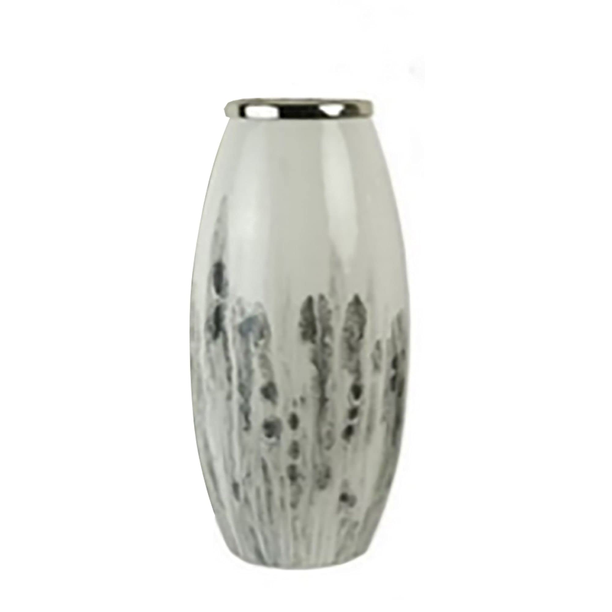 Kingston Living 18 Inch White Glass Decorative Flower Vase with Ring Handle - Elegant Home Decor for Centerpieces, Wedding Decorations & Living Room Accents