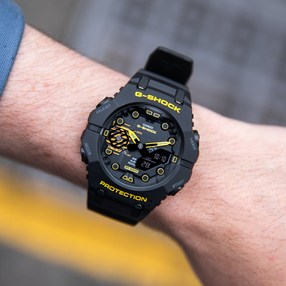 G Shock GAB001CY 1A Black & Yellow Digital Sports Watch - Durable Shock Resistant for Outdoor Activities, Running, Hiking