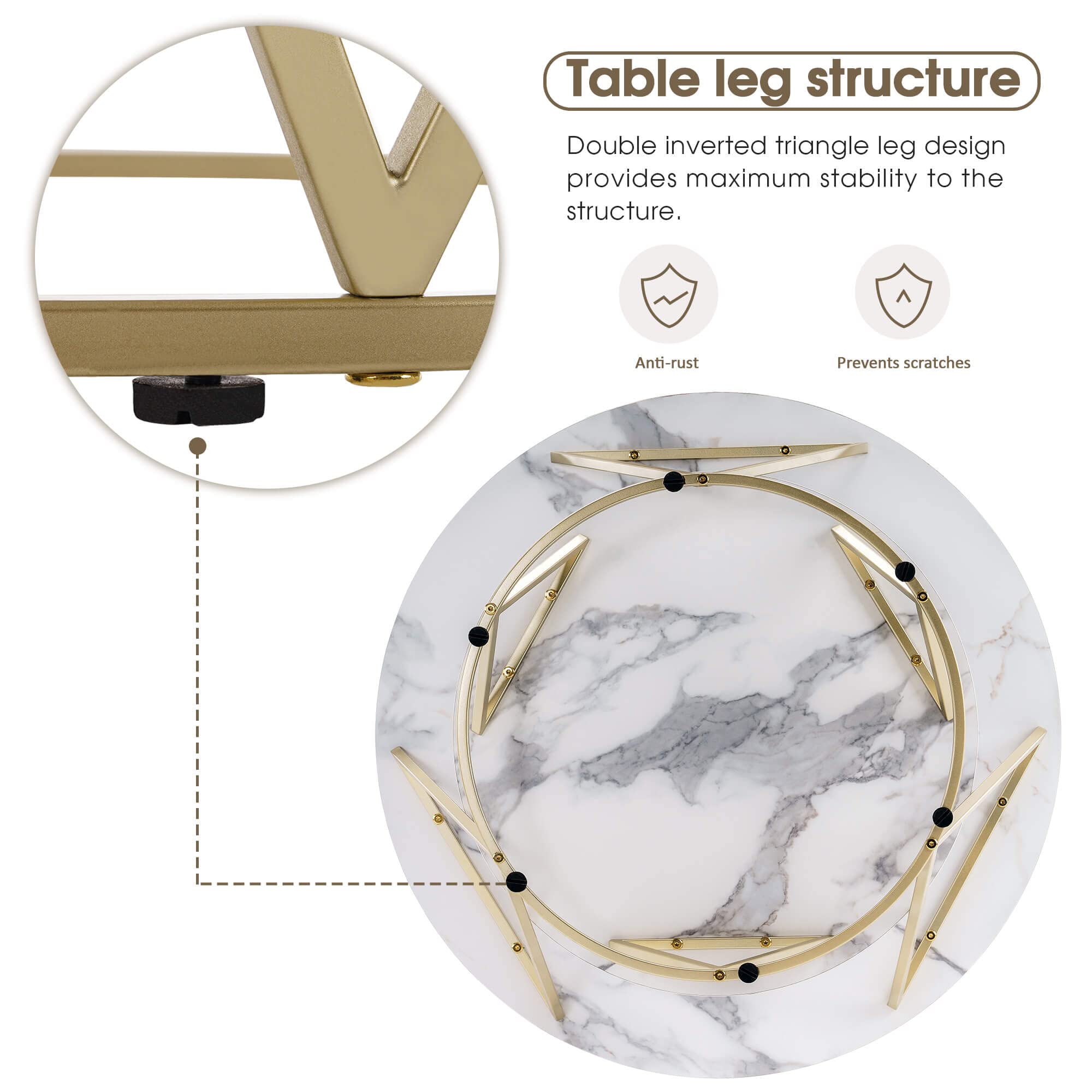 ivinta Modern 2-Tier Round Coffee Table - Faux Marble Top with Storage Shelf & Sturdy Metal Frame for Living Room | Accent Table for Small Spaces, Apartments & Home Decor (COFF-39MG)
