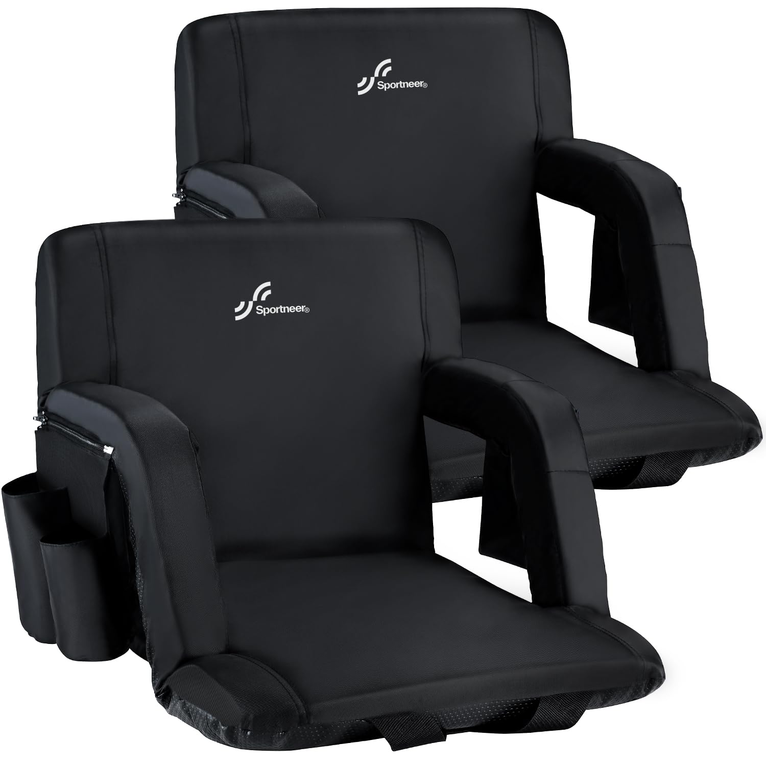 Sportneer Stadium Seating with Back Support & Cushion - 6 Reclining Positions Bleacher Chair with Armrests for Sports Events, Camping, Concerts & Outdoor Activities | Portable Comfort for Bleachers, Picnics & Tailgating