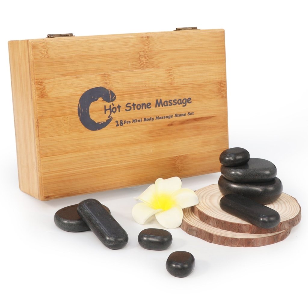 28-Piece Essential Hot Stone Massage Set - Professional & Home Spa Therapy Kit with Natural Basalt Rocks for Relaxation, Pain Relief & Healing | Perfect for Massage Therapists, Couples & Self-Care