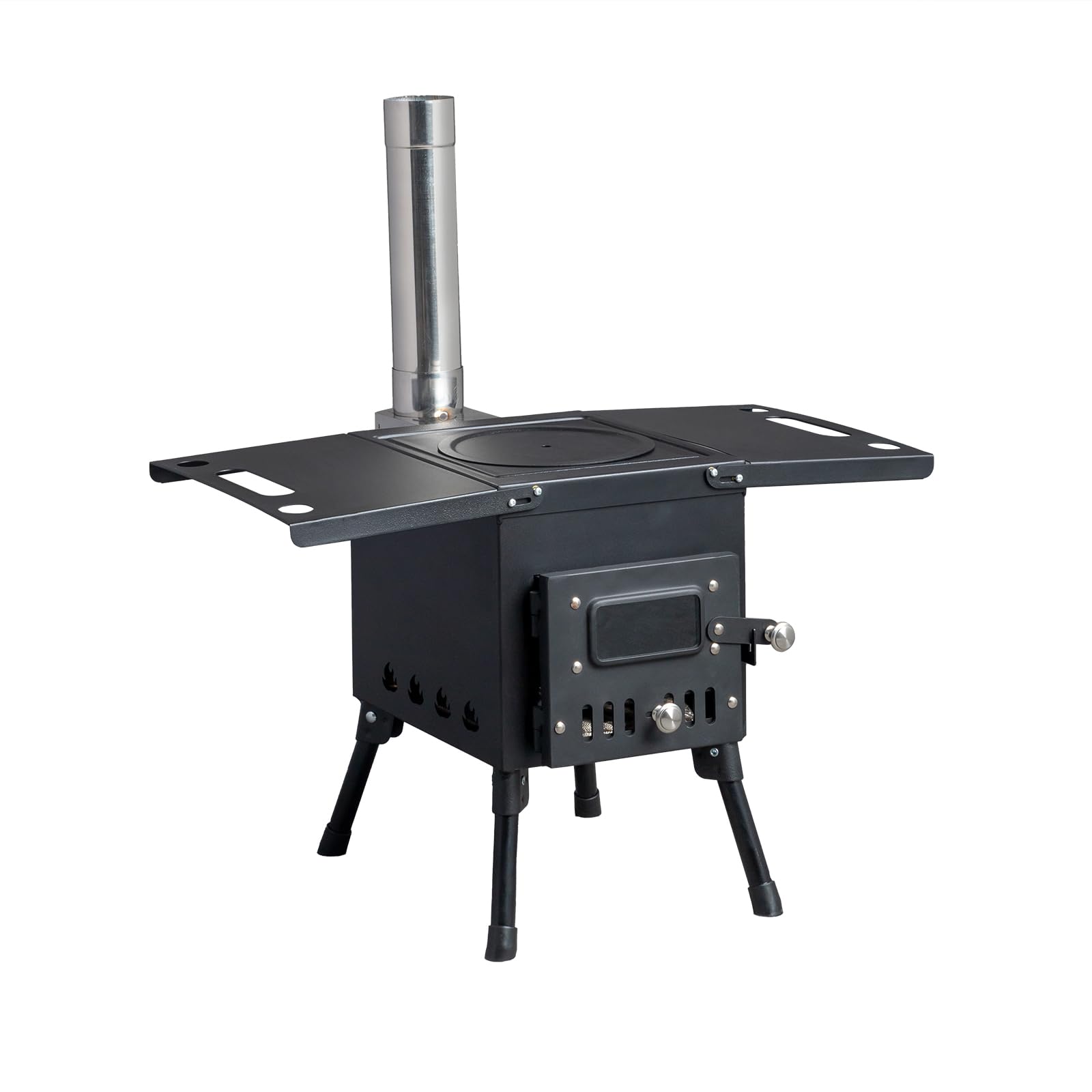 Vasitelan Portable Wood Burning Stove for Outdoor Camping - 3 Chimney Pipe Tent Stove for Cooking, Heating & Survival Gear | Perfect for Backpacking, Hunting & Emergency Preparedness