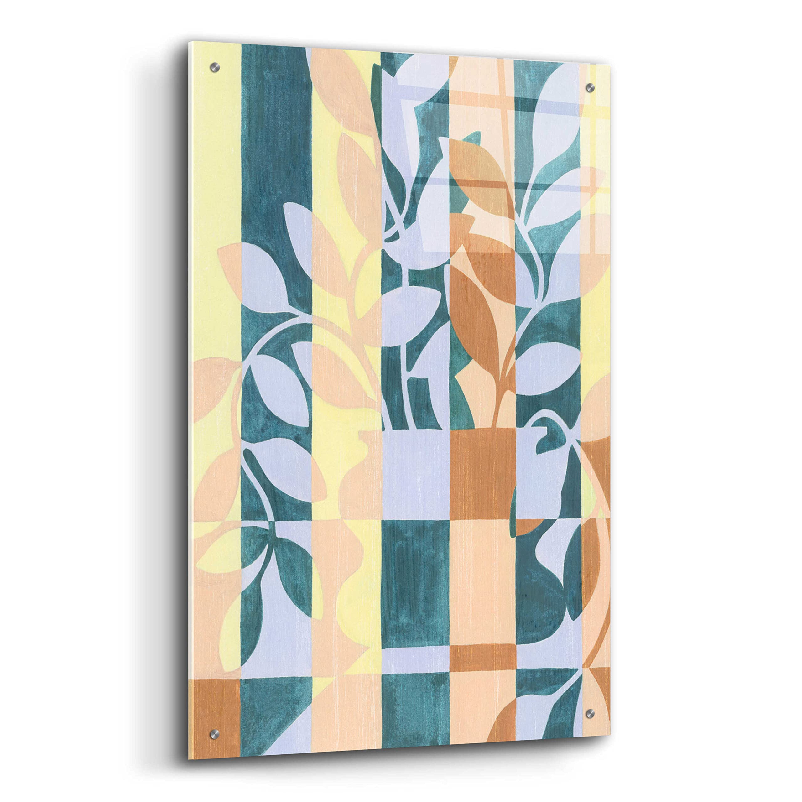 Grace Popp Checkered Cutting I Acrylic Glass Wall Art - 24x36 Inches Modern Abstract Painting for Living Room, Bedroom & Office Decor