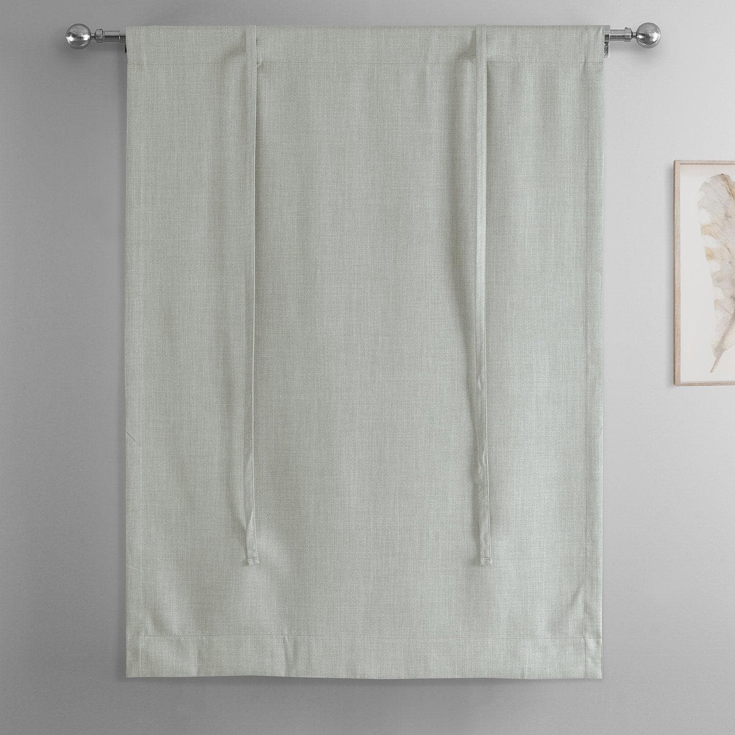Oyster Textured Faux Linen Blackout Window Shades - Room Darkening Tie-Up Curtain Panels for Bedroom, Living Room & Nursery - Light Blocking Window Treatment for Better Sleep & Privacy