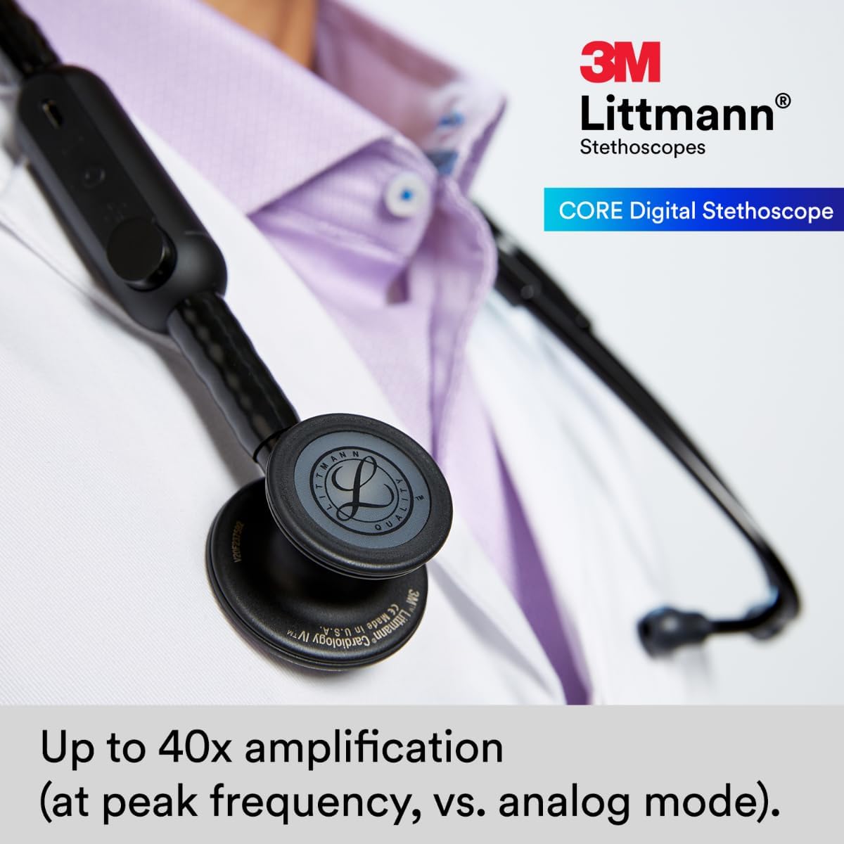 3M Littman® CORE Digital Stethoscope - Black Chestpiece with 27