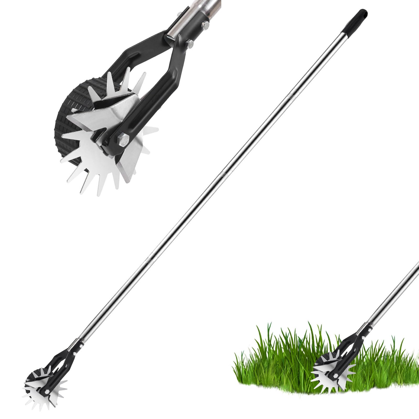 Longzhuo Rotary Wheel Lawn Edger - Manual Garden Edging Tool with Stainless Steel Handle for Perfect Lawn Borders - Ideal for Yard Maintenance, Landscaping & DIY Garden Projects