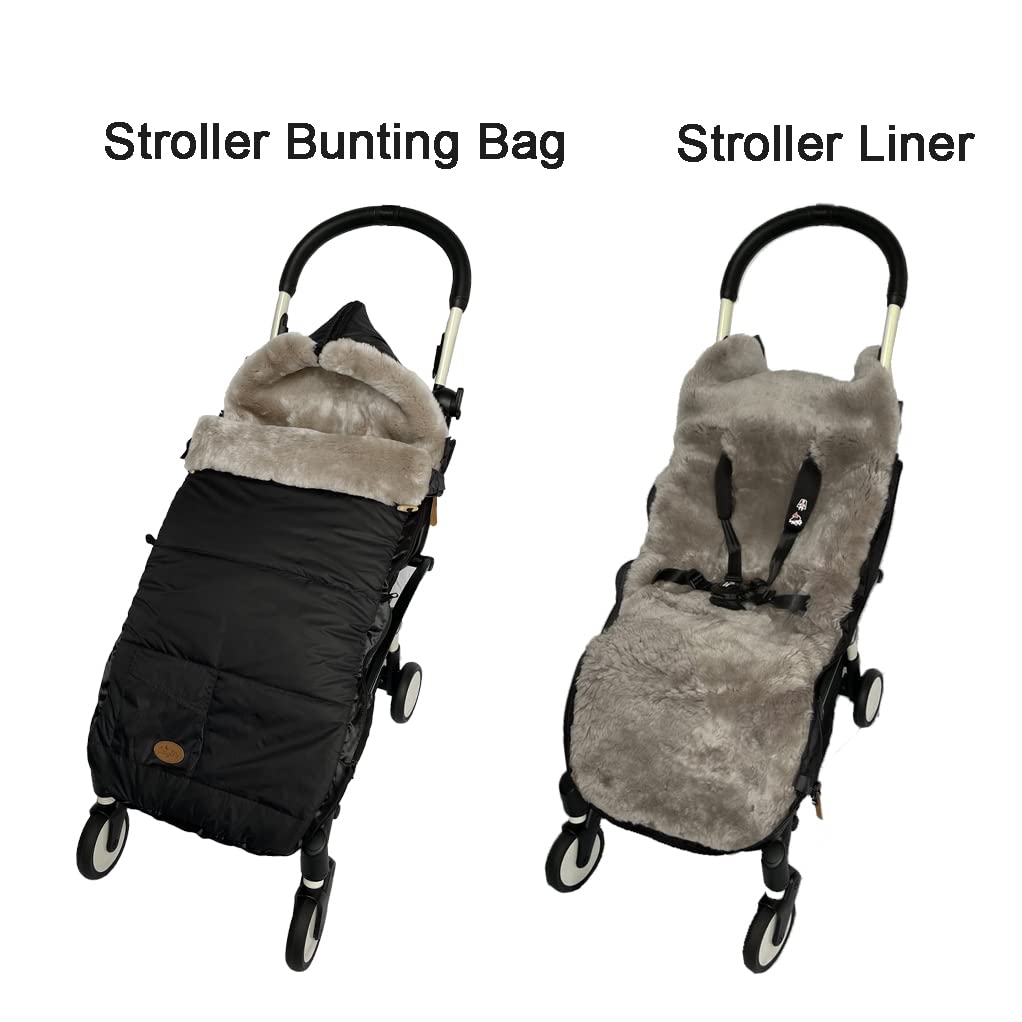 Premium Eco-Friendly Australian Sheepskin Stroller Footmuff - Windproof & Waterproof Universal Baby Stroller Sleeping Bag for Newborns & Toddlers - Perfect for Winter Walks, Outdoor Adventures & Stroller Naps
