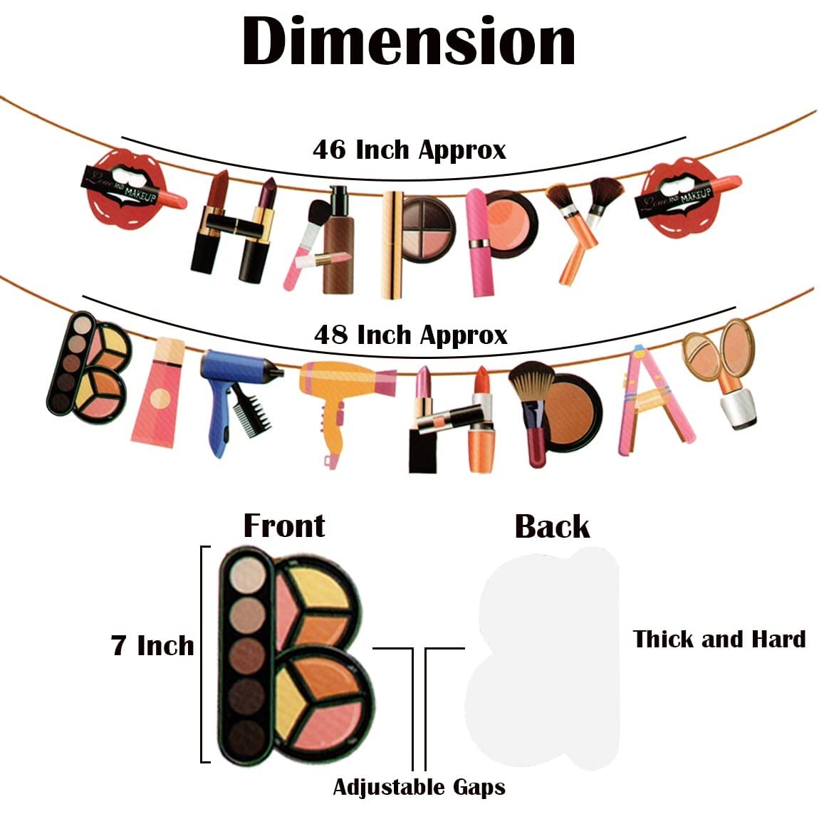 Atpata Funky Makeup Theme Happy Birthday Banner - Glamorous Beauty Party Decor for Makeup Lovers | Perfect for Birthday Celebrations, Bridal Showers & Beauty-Themed Events