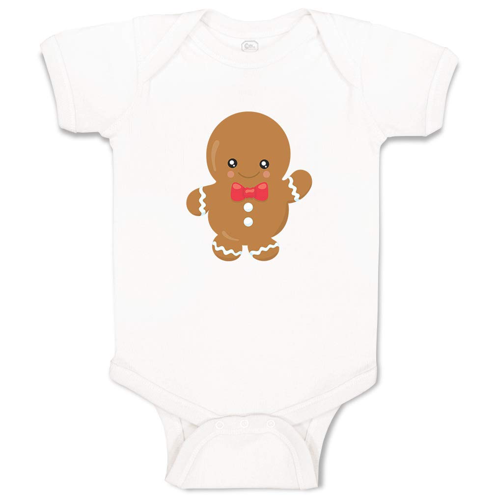 Custom Gingerbread Baby Bodysuit with Bow Tie - Soft Cotton Baby Clothes for Boys & Girls - Perfect for Holiday Photos, Christmas Outfits & Family Gatherings