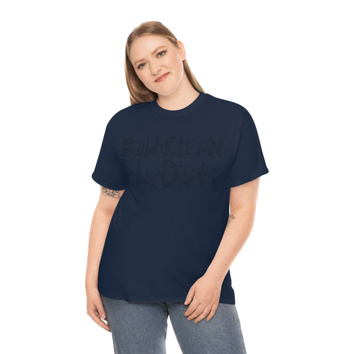 Build Clean Fly Dirty T-Shirt - Black Logo Graphic Tee for Men & Women | Casual Streetwear, Gym, Workout, and Everyday Wear