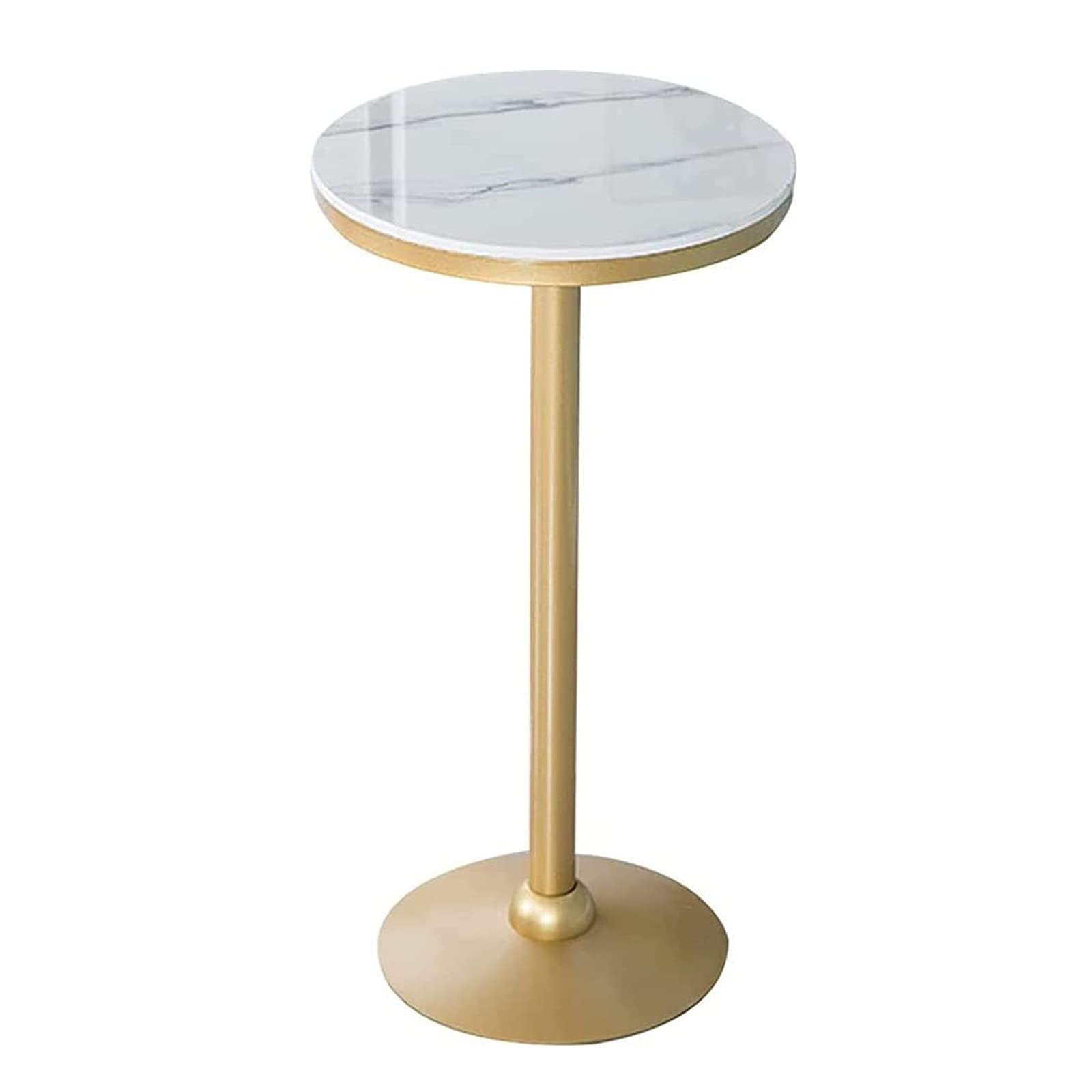 Golden Marble Top Bar Table - Modern Round Cocktail Table with Sturdy Metal Base, Easy Assembly High Bar Counter for Living Room, Kitchen Island or Home Bar Decor