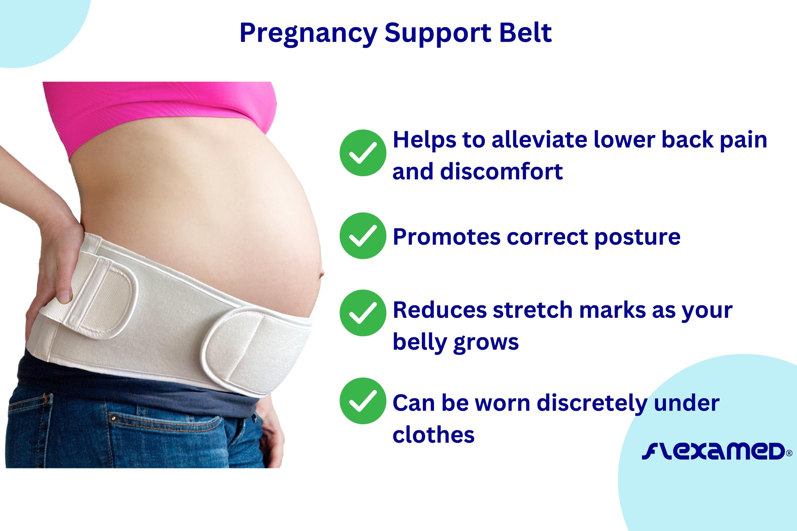 FlexaMed Adjustable Pregnancy and Back Support Brace 6 Inch - Medium for Maternity Comfort & Posture Correction - Ideal for Pregnancy, Postpartum & Lower Back Pain Relief