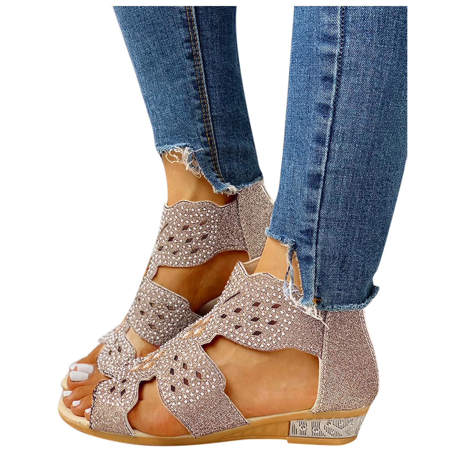 LUOPUNAQ Women's Open Toe Sandals - Low Heel Slip-On Sneakers for Casual, Work & Travel - Comfortable Walking Flats for Everyday Wear