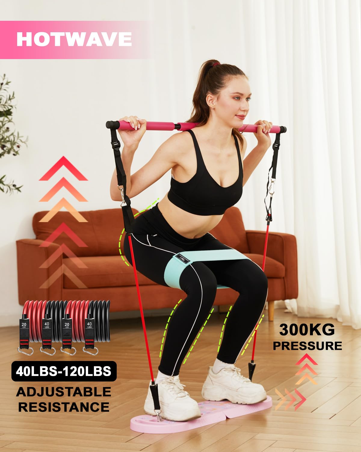 HotWave 20-in-1 Portable Home Gym Equipment Set with Push Up Board, Resistance Bands & Ab Roller Wheel - 16 Premium Fitness Accessories for Full Body Workout at Home, Office or Travel