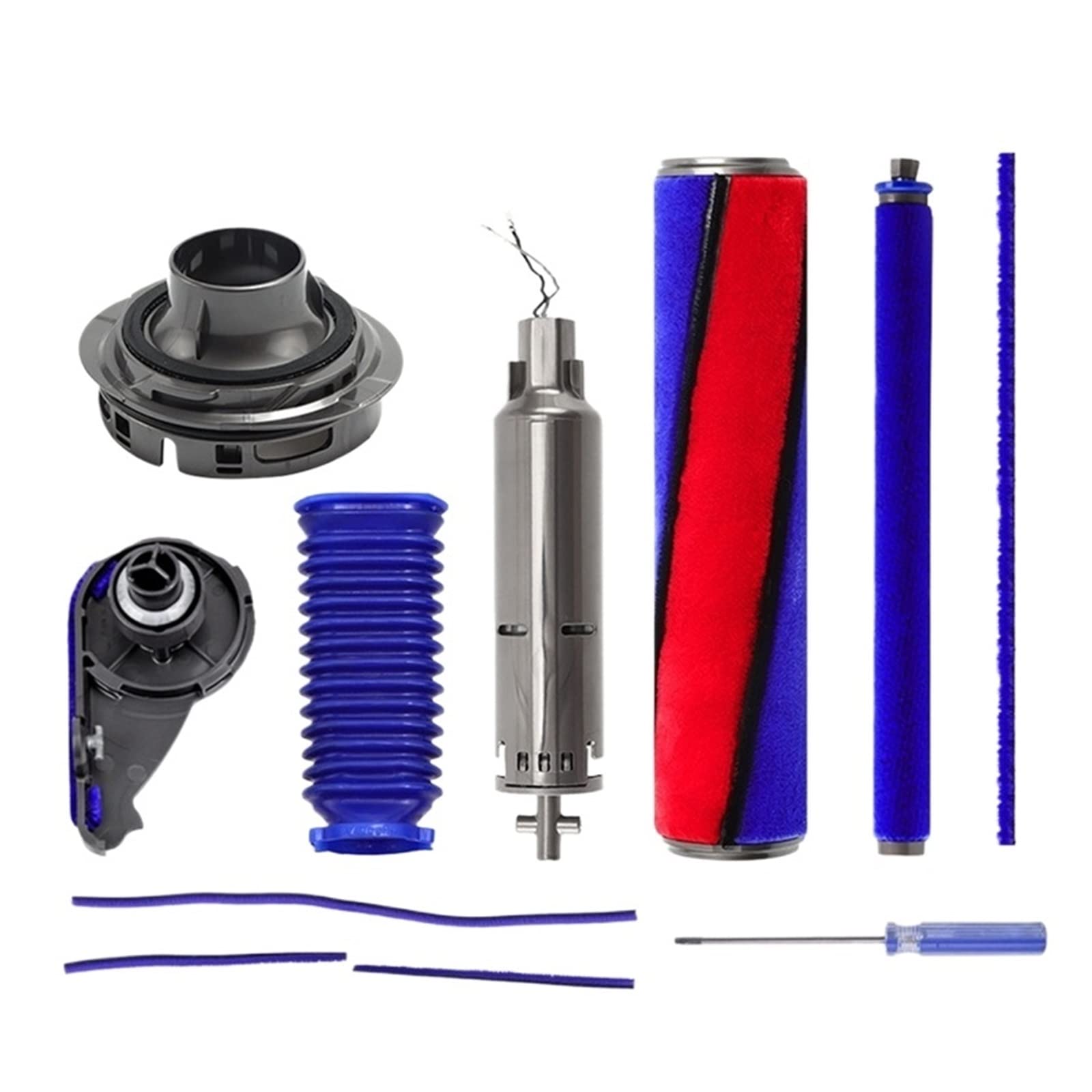 Dyson V7 V8 Vacuum Cleaner Accessories Kit - Motor Back Cover, Blue Hose & Plush Strips Replacement Parts | Perfect for Deep Cleaning Carpets, Furniture & Hard-to-Reach Areas