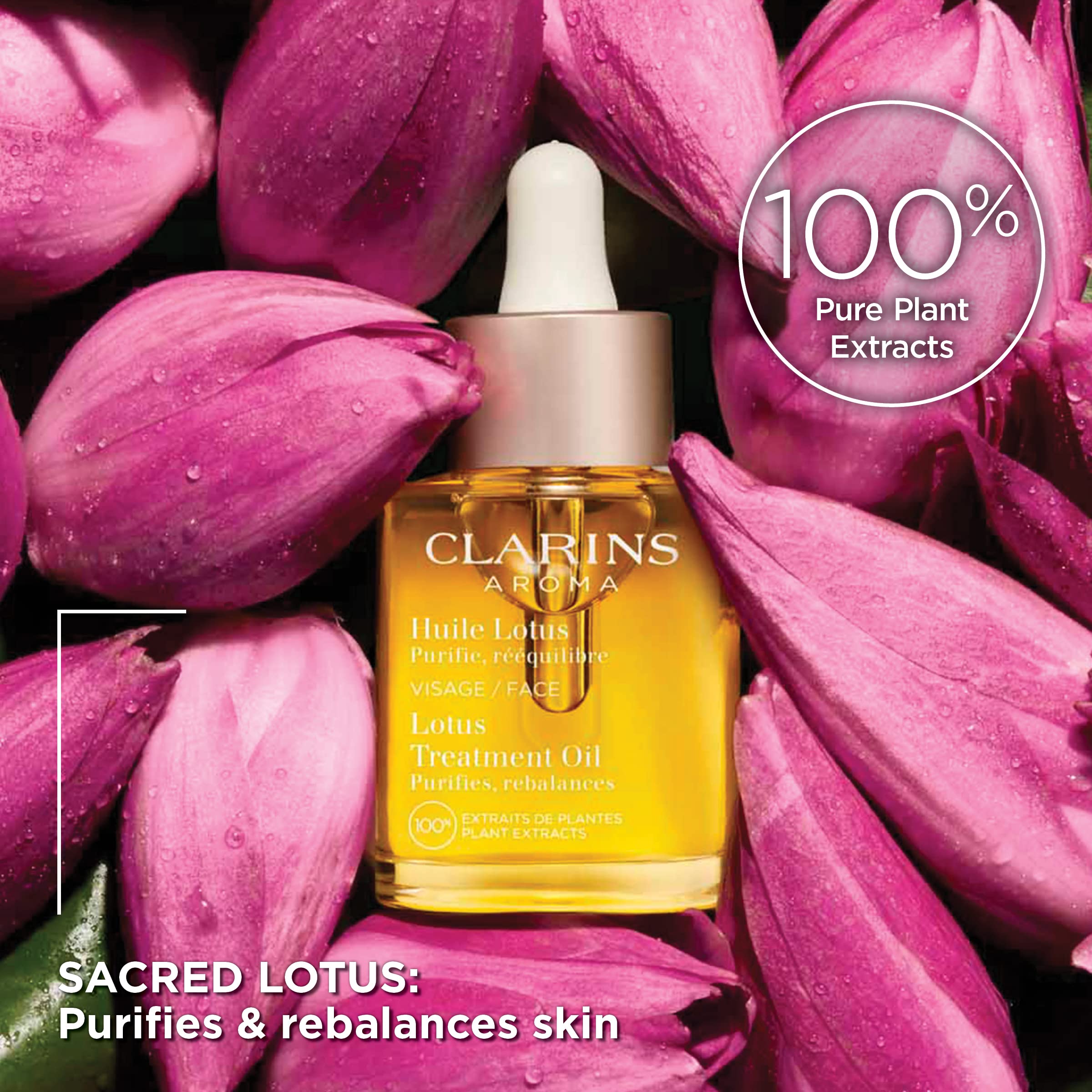 Clarins Blue Orchid & Lotus Face Treatment Oil Set | Hydrating & Purifying Facial Oil for Dehydrated, Oily & Combination Skin | Day & Night Moisturizing Skincare Routine