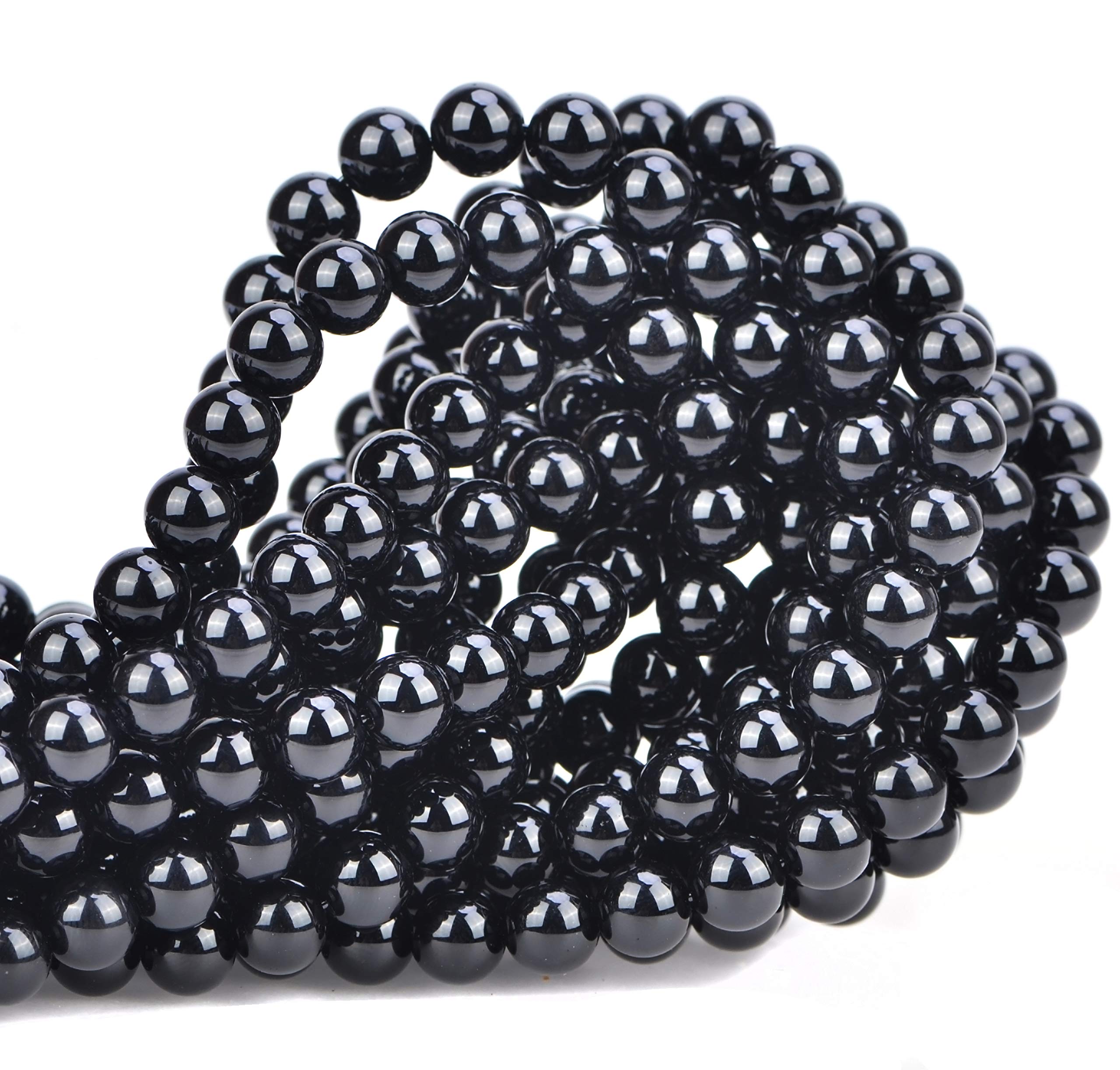 100Pcs Natural Black Onyx Crystal Beads 6MM Round Loose Gemstone Beads for Jewelry Making - DIY Bracelet, Necklace & Energy Healing Jewelry Supplies with Free Stretch Cord (Ideal for Meditation, Gifts & Spiritual Crafts)