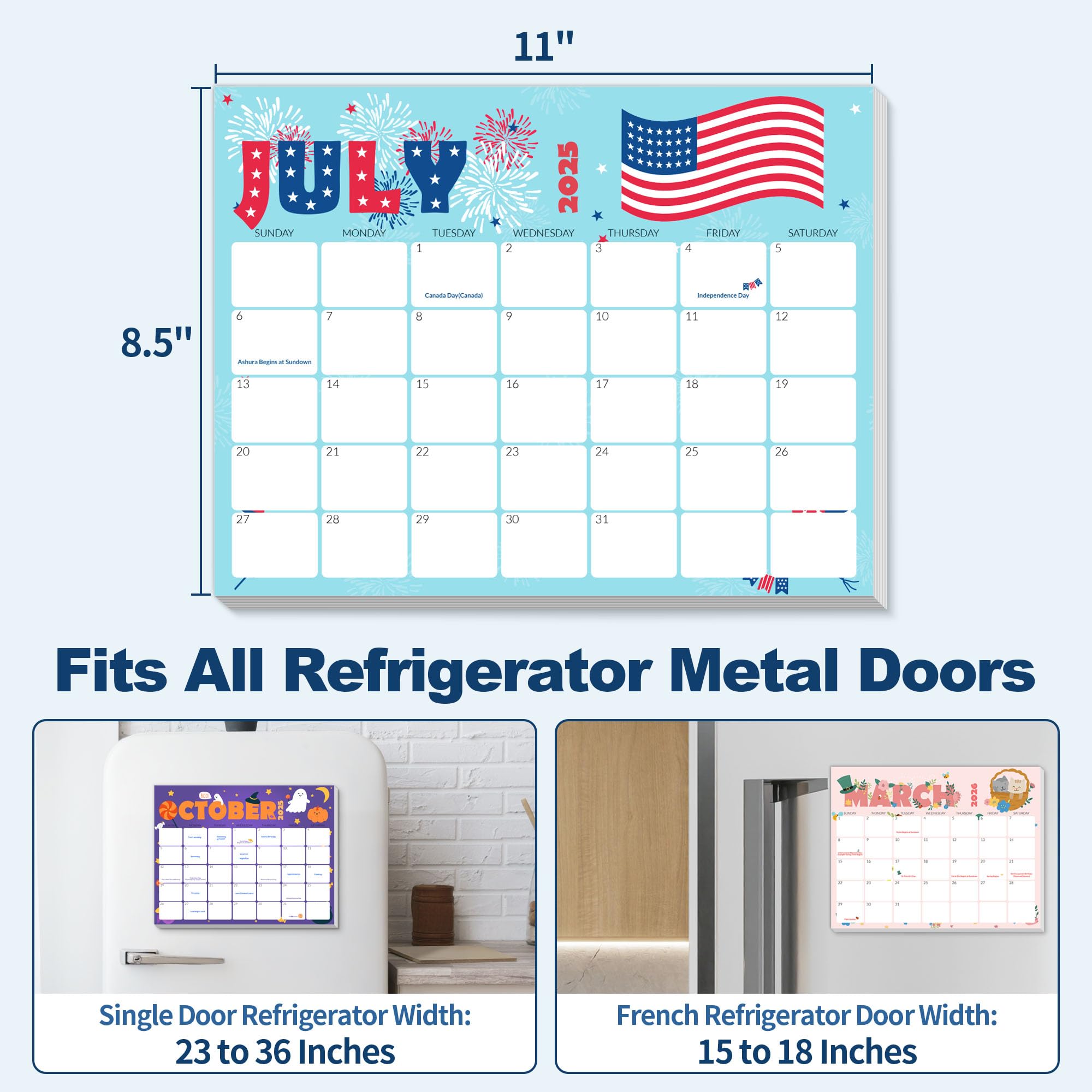 SUNEE Magnetic Refrigerator Calendar 2025-2027 (8.5