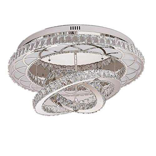 LITFAD Luxury Crystal LED Flush Mount Ceiling Light - Modern Multi-Ring Chandelier with Chrome Finish for Living Room, Bedroom, Dining Room, Hotel & Restaurant - White Light | Perfect for Home Decor, Wedding Venues and Commercial Spaces