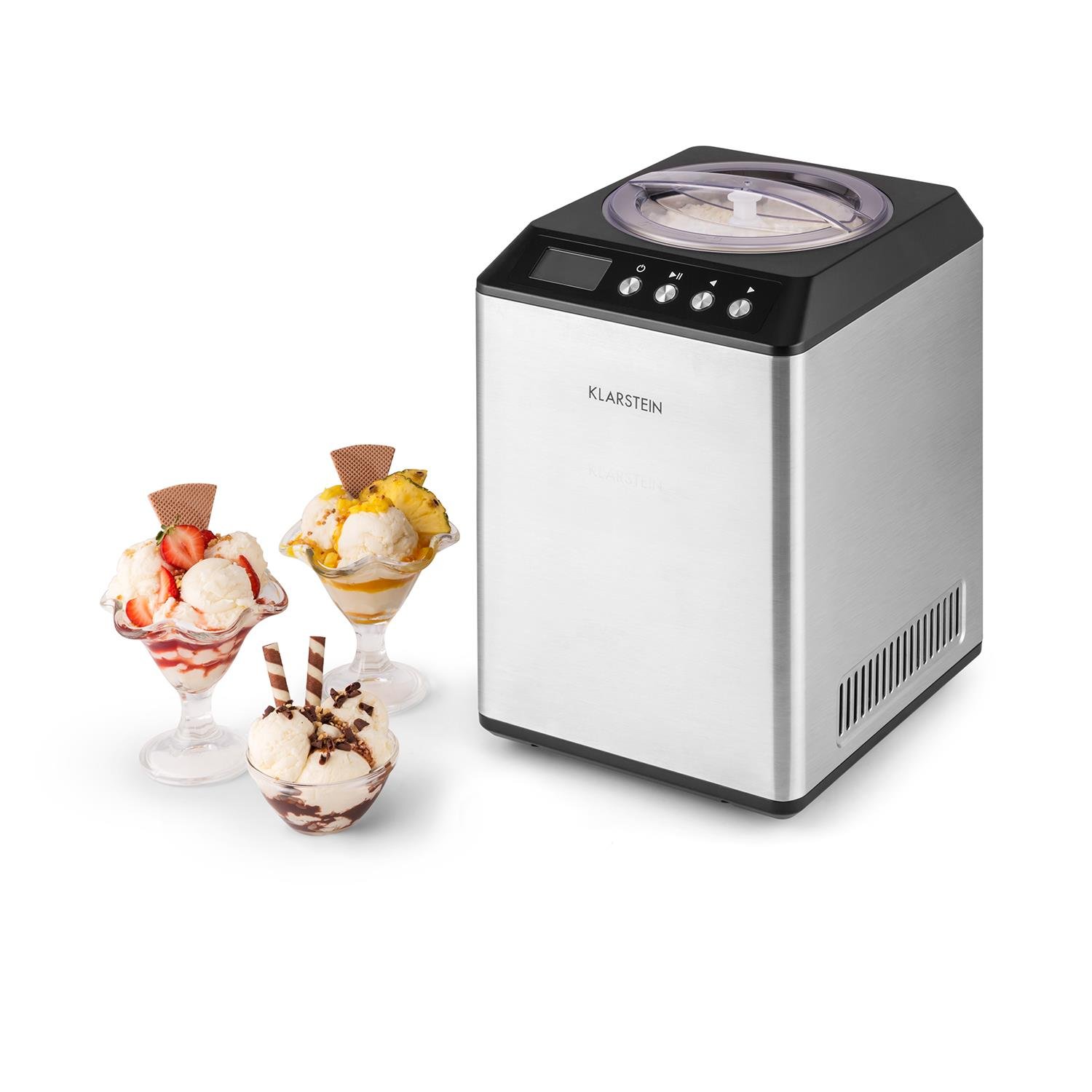Klarstein Vanilly Sky Family Ice Cream Maker - 2.5L Capacity, 250W, with Cooling Function, Timer & Display for Homemade Yogurt & Frozen Treats | Perfect for Parties, Desserts & Summer Refreshments