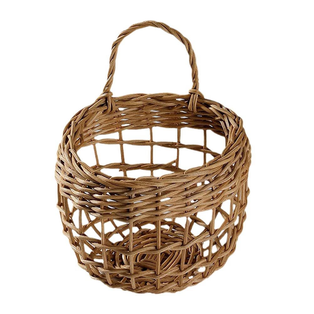 DOITOOL Rattan Woven Basket - Hollow Hanging Storage Organizer for Garlic, Eggs, Fruits - Natural Home Decor for Kitchen, Bathroom, or Farmhouse Style - Random Color