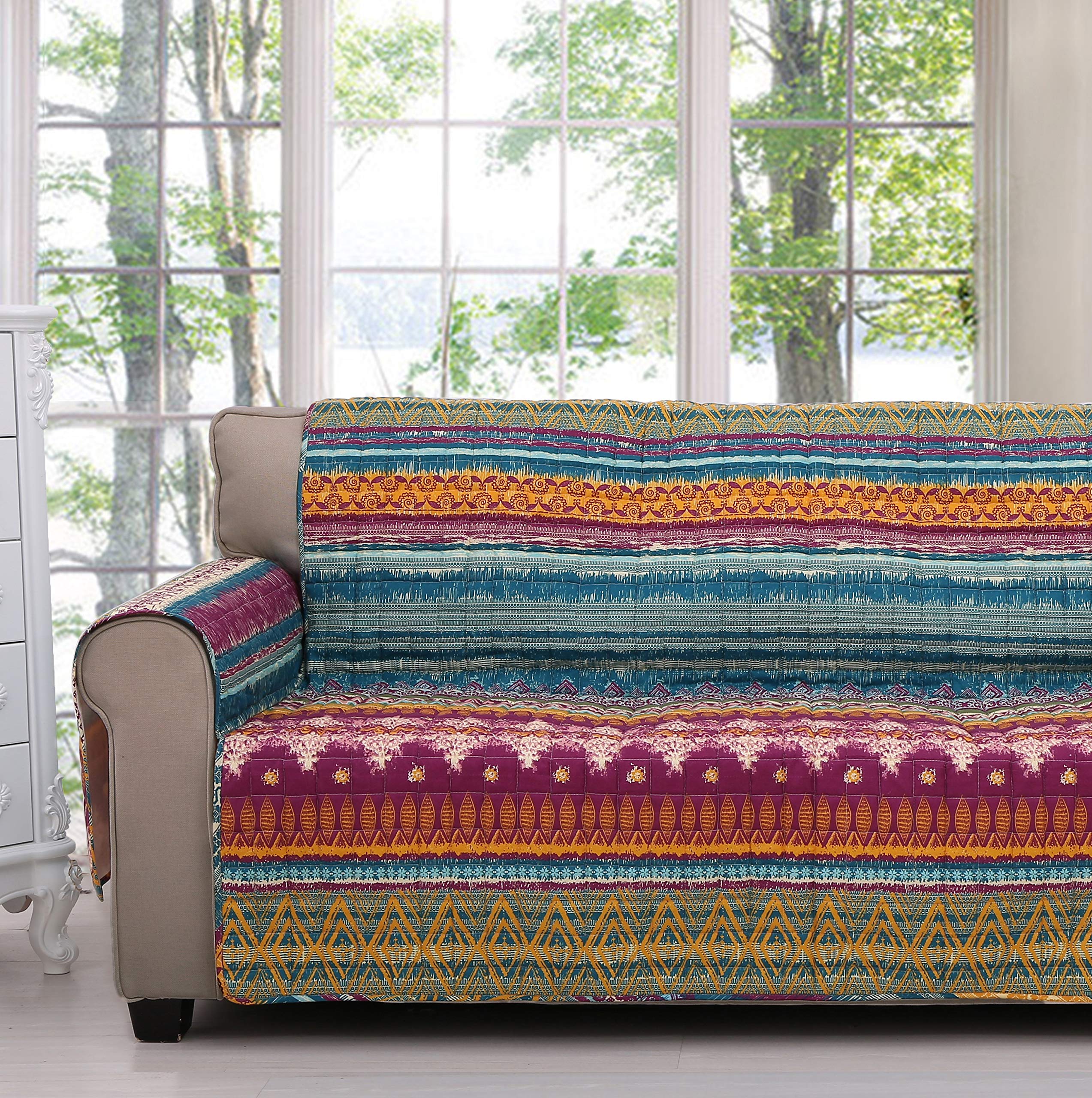Greenland Home Southwest Style Sofa Protector - Waterproof & Anti-Slip Couch Cover - Perfect for Living Room, Bedroom, or Dorm Furniture Protection (Siesta Collection)
