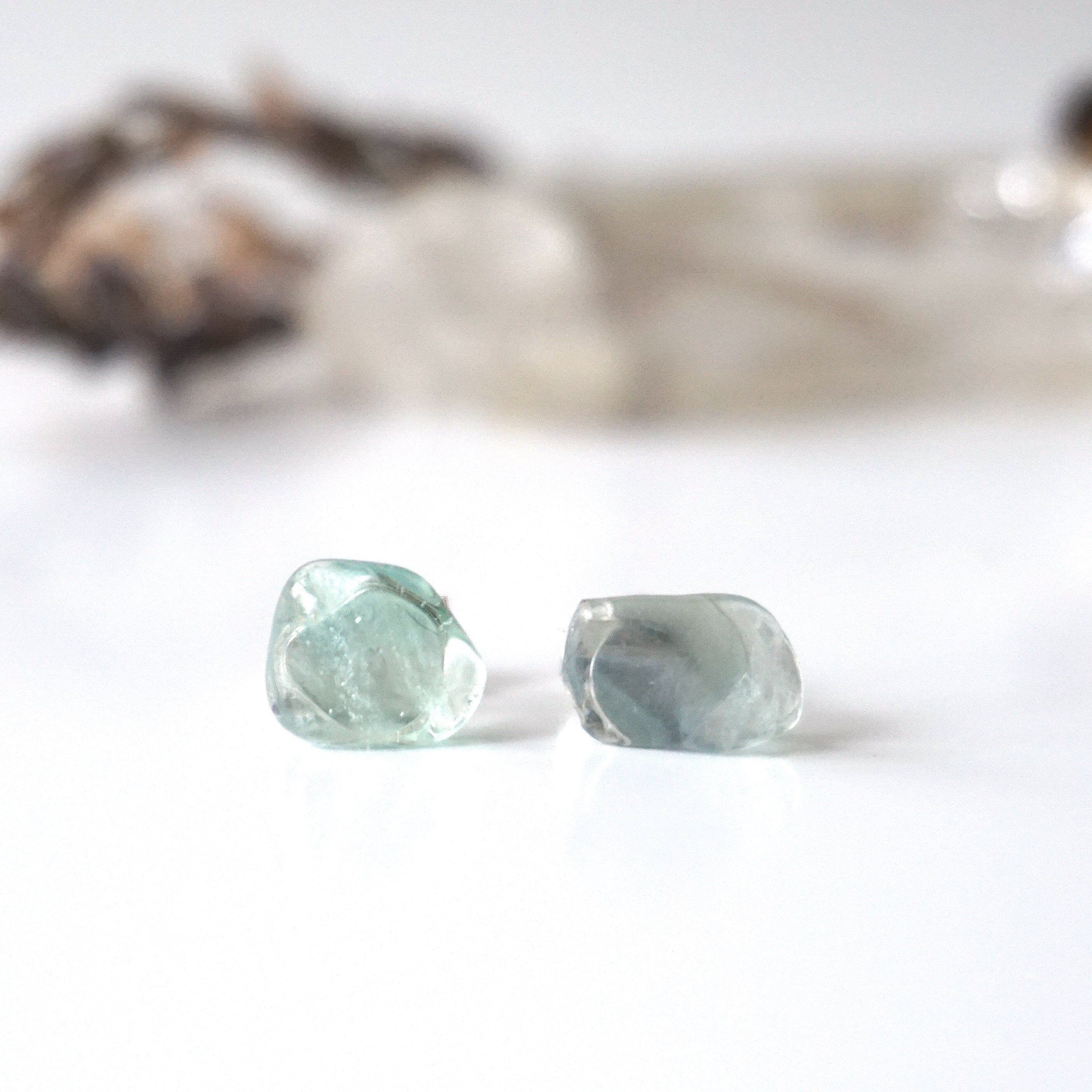 Green Fluorite Stud Earrings - Hypoallergenic Post Earrings for Women | Healing Crystal Jewelry for Meditation & Energy Balance