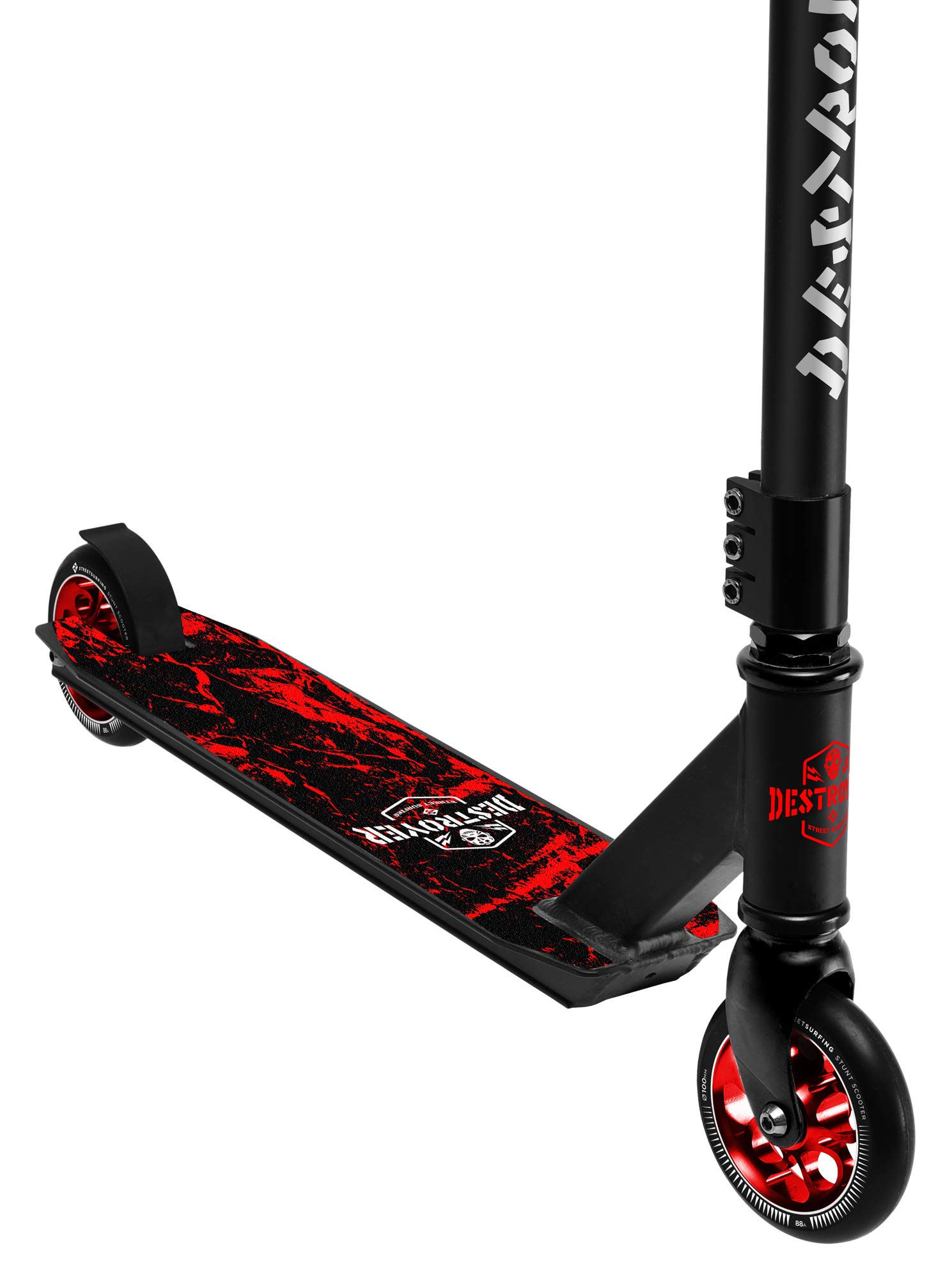 Freestyle Stunt Scooter - Destroyer Red Lightning Pro Scooter for Kids & Adults - Perfect for Tricks, Jumps & Street Riding