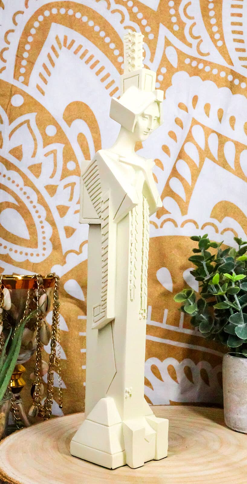 Zen Frank Lloyd Wright Midway Gardens White Sprite with Crossed Arms Statue - Vintage Home Decor for Living Room, Office & Garden - Unique Architectural Sculpture Gift for Collectors