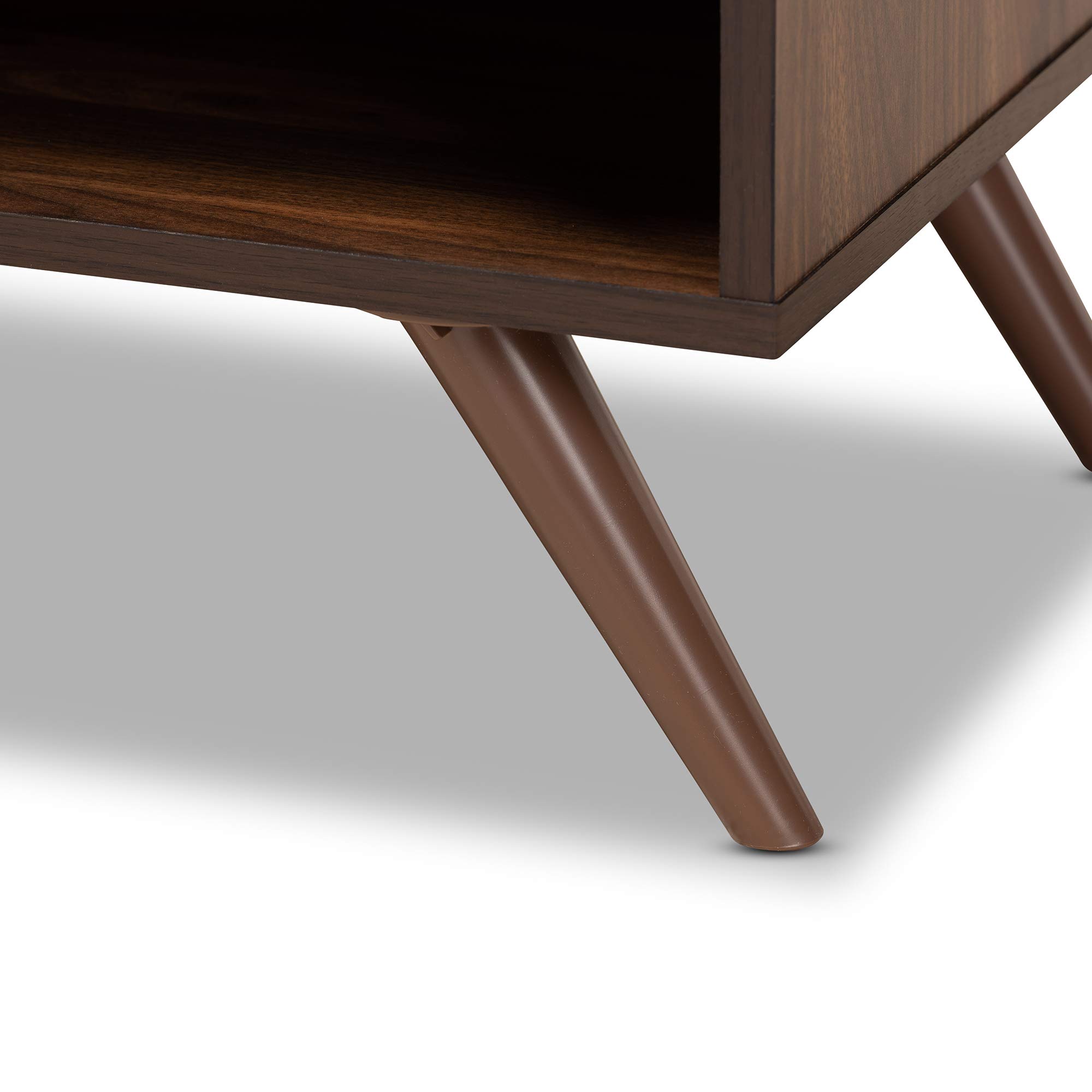 Baxton Studio Modern Nightstand with Drawer - Grey/Walnut Finish Bedside Table for Bedroom Furniture & Home Decor