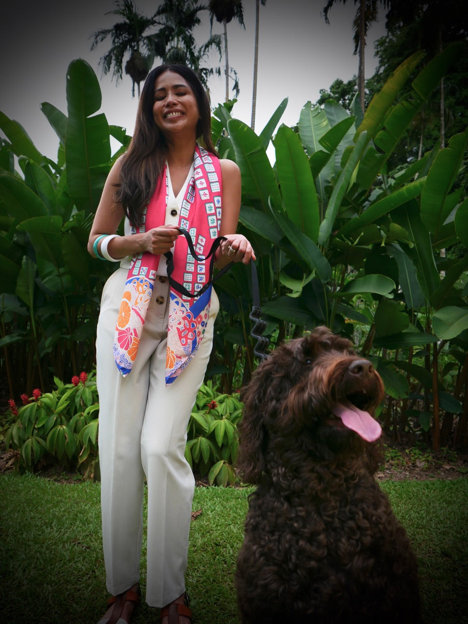 Aunty Carol's Premium Silk Scarf - Elegant Lucky Tiles Design | Perfect for Gifts, Weddings & Special Occasions