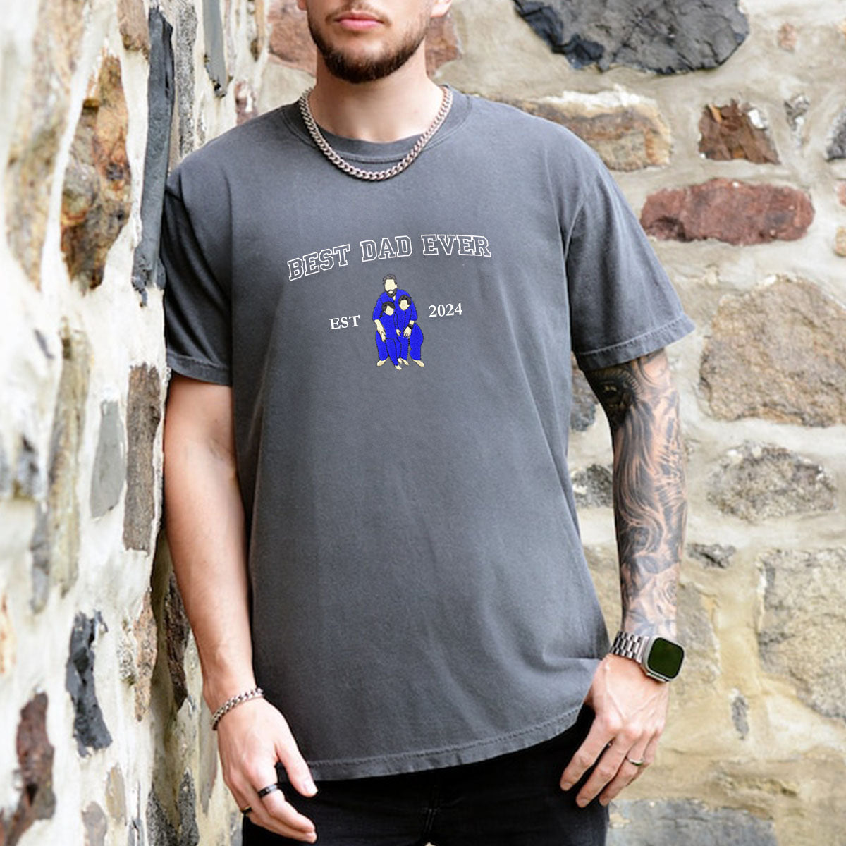 Best Dad Ever Embroidered T-Shirt - Comfort Color® Custom Shirt for Father's Day, Birthday & Gifts | Soft Cotton, Personalized Present for Dad