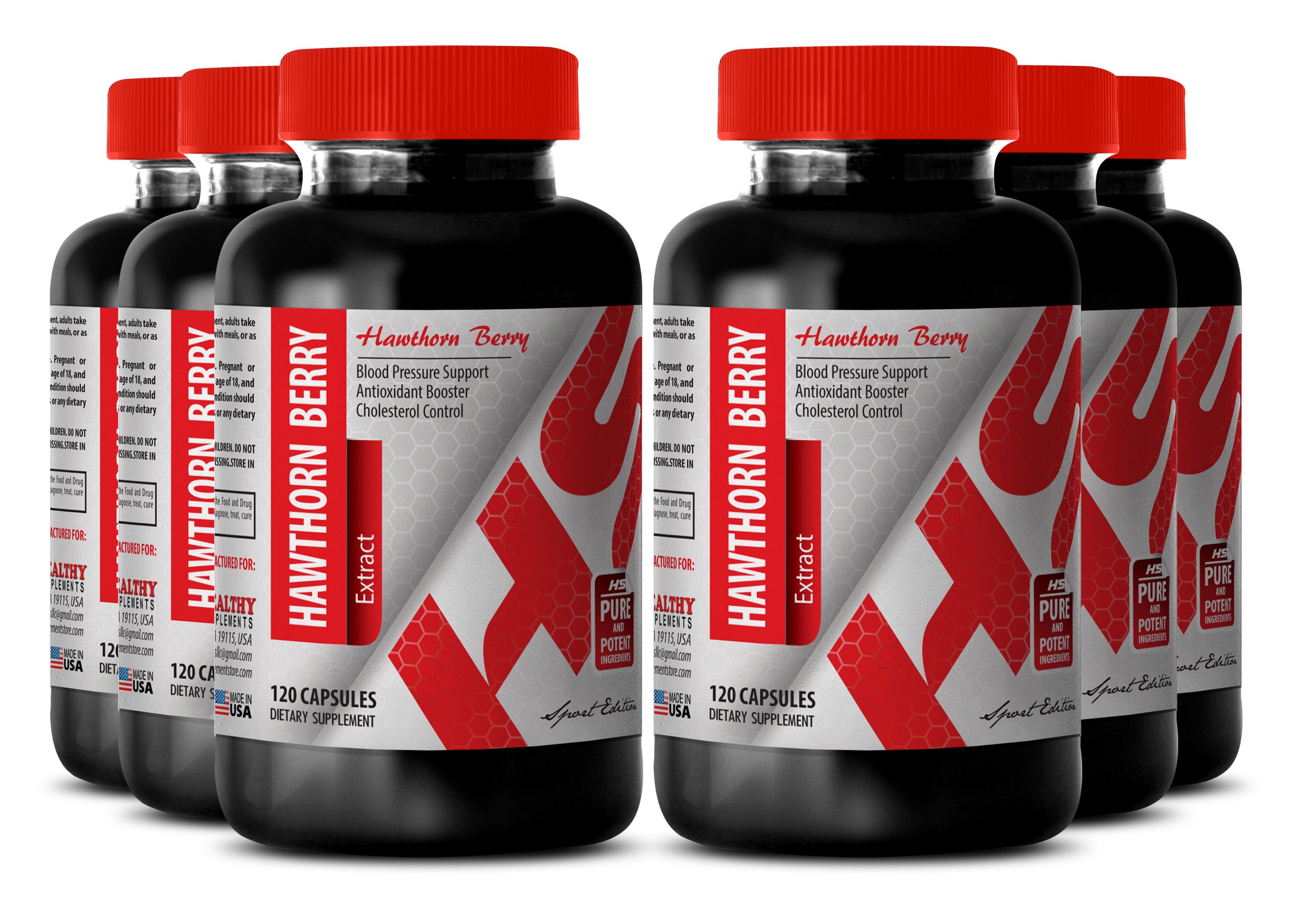 Hawthorn Berry Tablets 665mg - Natural Hawthorn Flower & Leaf Extract for Energy Boost - Supports Heart Health & Digestion - 6 Bottles (180 Tablets) - Perfect for Daily Wellness & Active Lifestyle