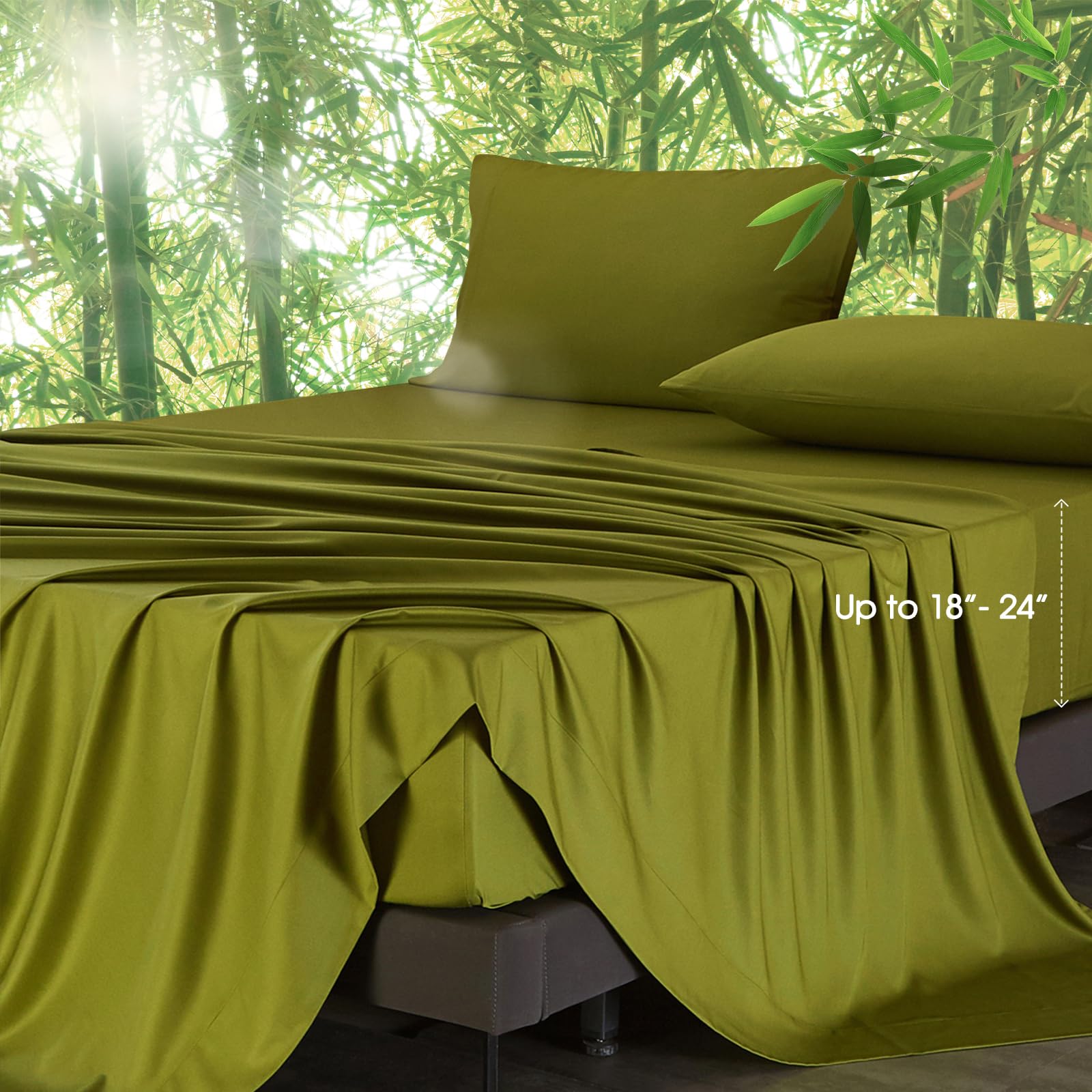 Ivellow King Size Bamboo Rayon Sheets - Extra Deep Pocket 18