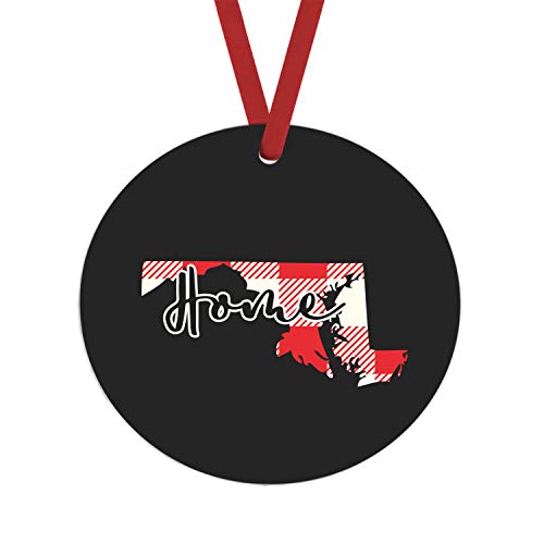 Maryland Red Plaid Home Ornament - Rustic Farmhouse Decor for Christmas, Wall Hanging & Holiday Gift Idea