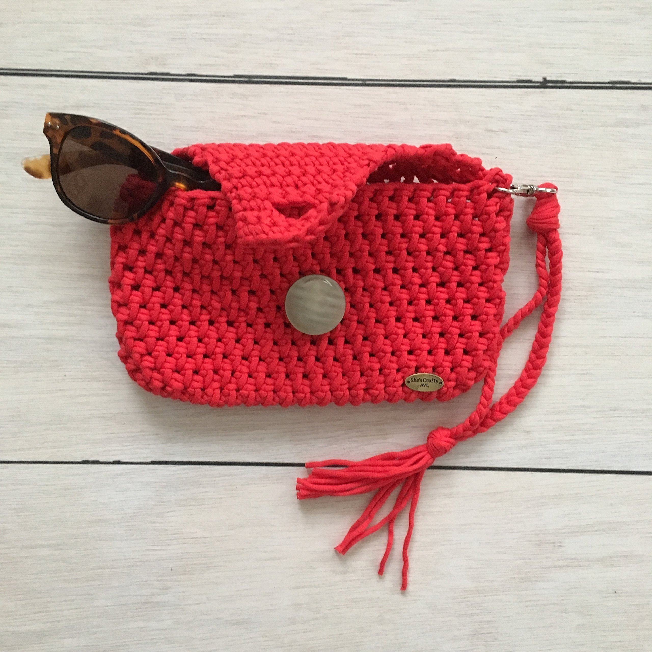 Elegant Red Crochet Wristlet Clutch Purse for Women - Perfect for Parties, Weddings & Evening Events