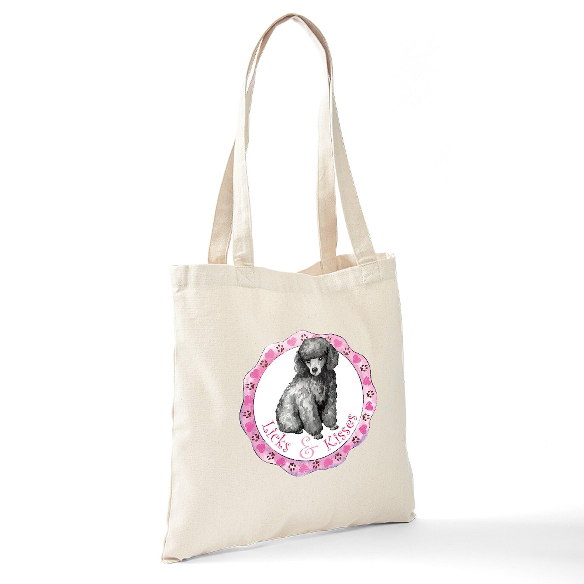 Stylish Poodle Valentine Tote Bag - Natural Canvas Reusable Shopping Bag for Women | Perfect for Groceries, Beach Trips & Valentine's Day Gifts